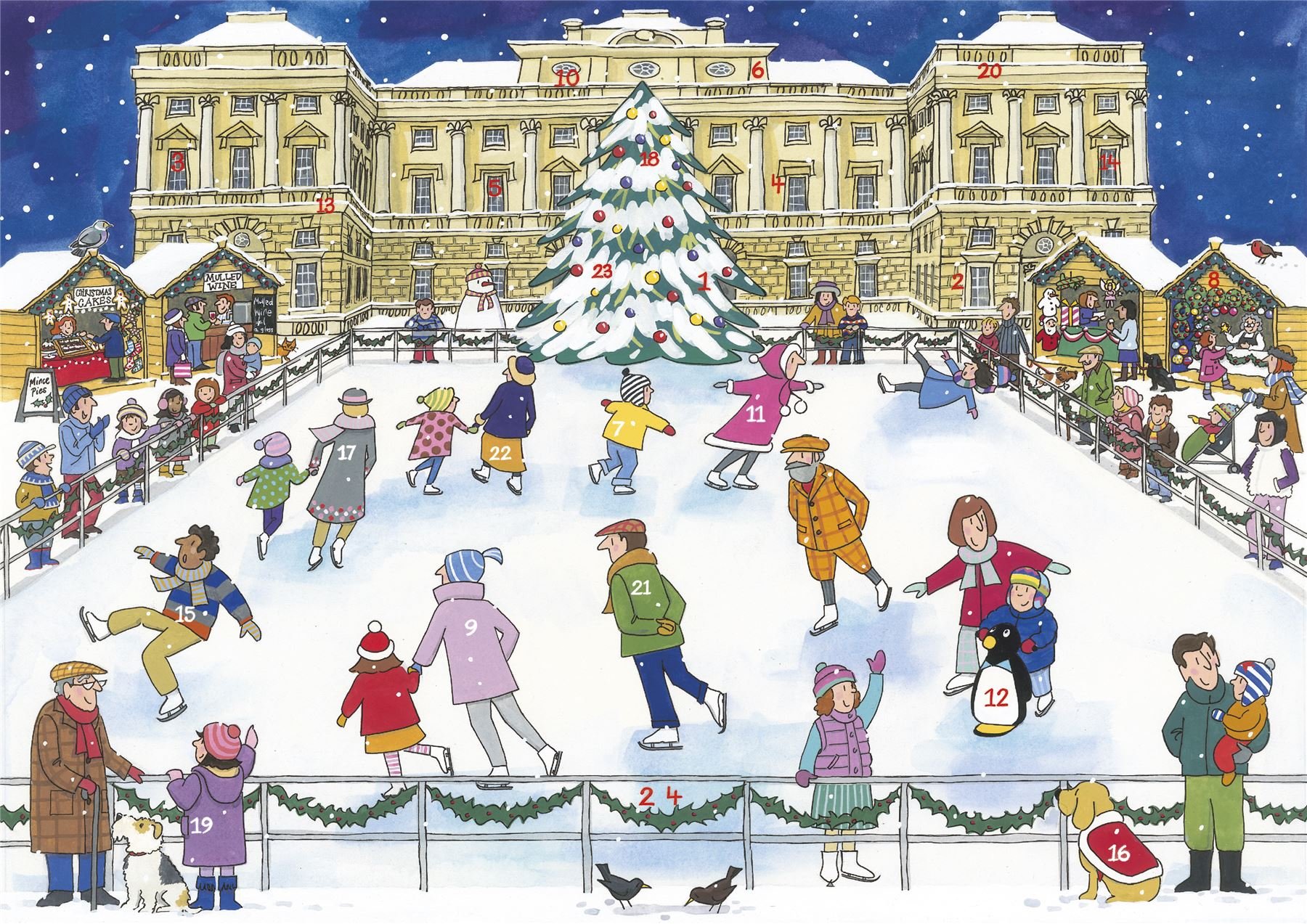 Carousel Home Alison Gardiner Traditional Card Advent Calendar Large - Christmas Ice Skating