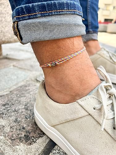 Miniatura 2 de Mens Surfer Anklet with Snap Hook Clasp - Ankle Bracelet Men or Women - Handmade Beach Jewelry - Music Festival Accessories - Waterproof &