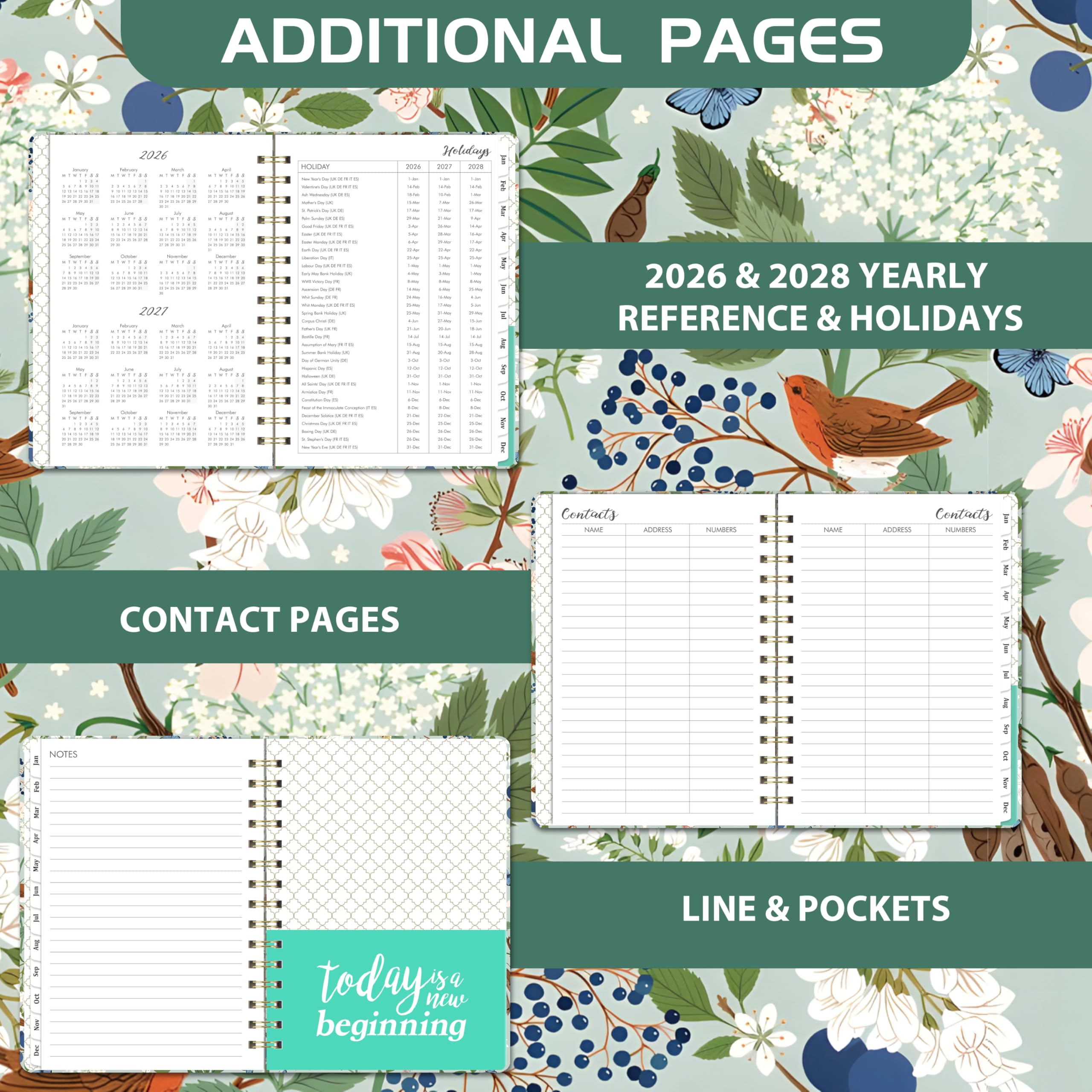 Academic Diary 2024-2025 - A5 Diary 2024-2025 Week To View, August 2024 - July 2025, 2024-2025 Diary With Strong Twin-Wire Binding, Hard Cover, Elastic Closure, Back Pocket, 21.5 X 15.5 X 1.5 Cm - View #5