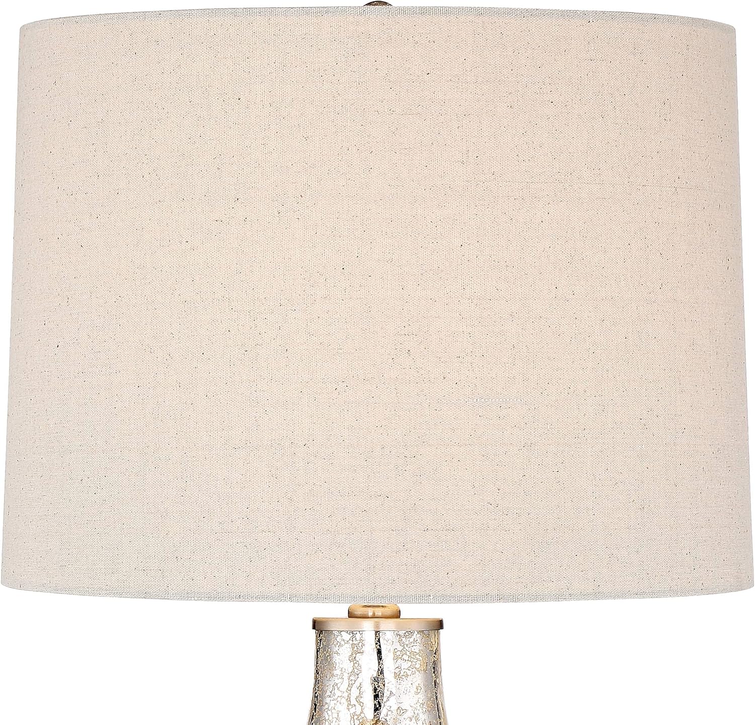 360 Lighting Waylon Modern Table Lamp 28" Tall with Round Black Marble Riser Mercury Glass Off White Tapered Drum Shade for Bedroom Living Room Nightstand Bedside Night Stand Kids Room