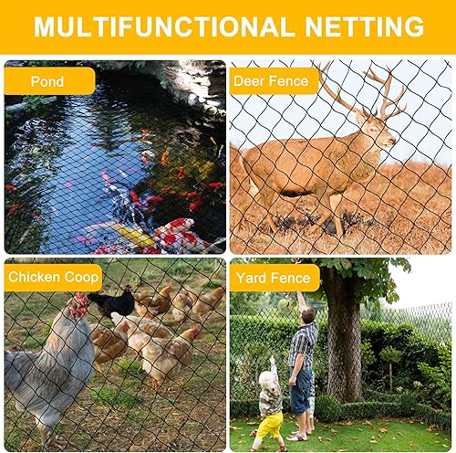 Miniatura 7 de Red para pájaros de 25 x 50 pies con malla cuadrada de 2.4 pulgadas, red para pájaros para gallinero, red de nailon resistente para jardín, aviario,