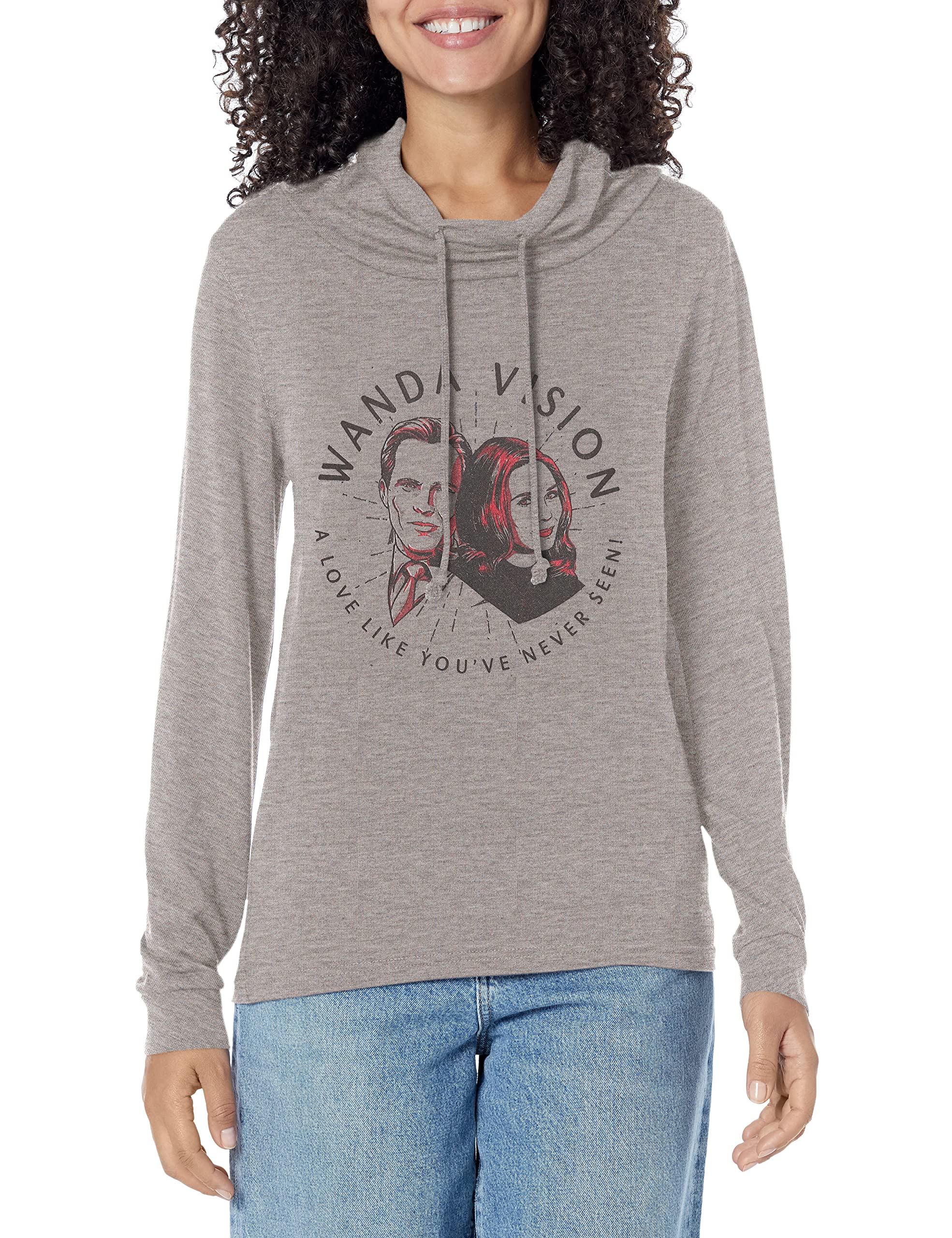 MarvelWandavision Wanda Badge Women's Cowl Neck Long Sleeve Knit Top