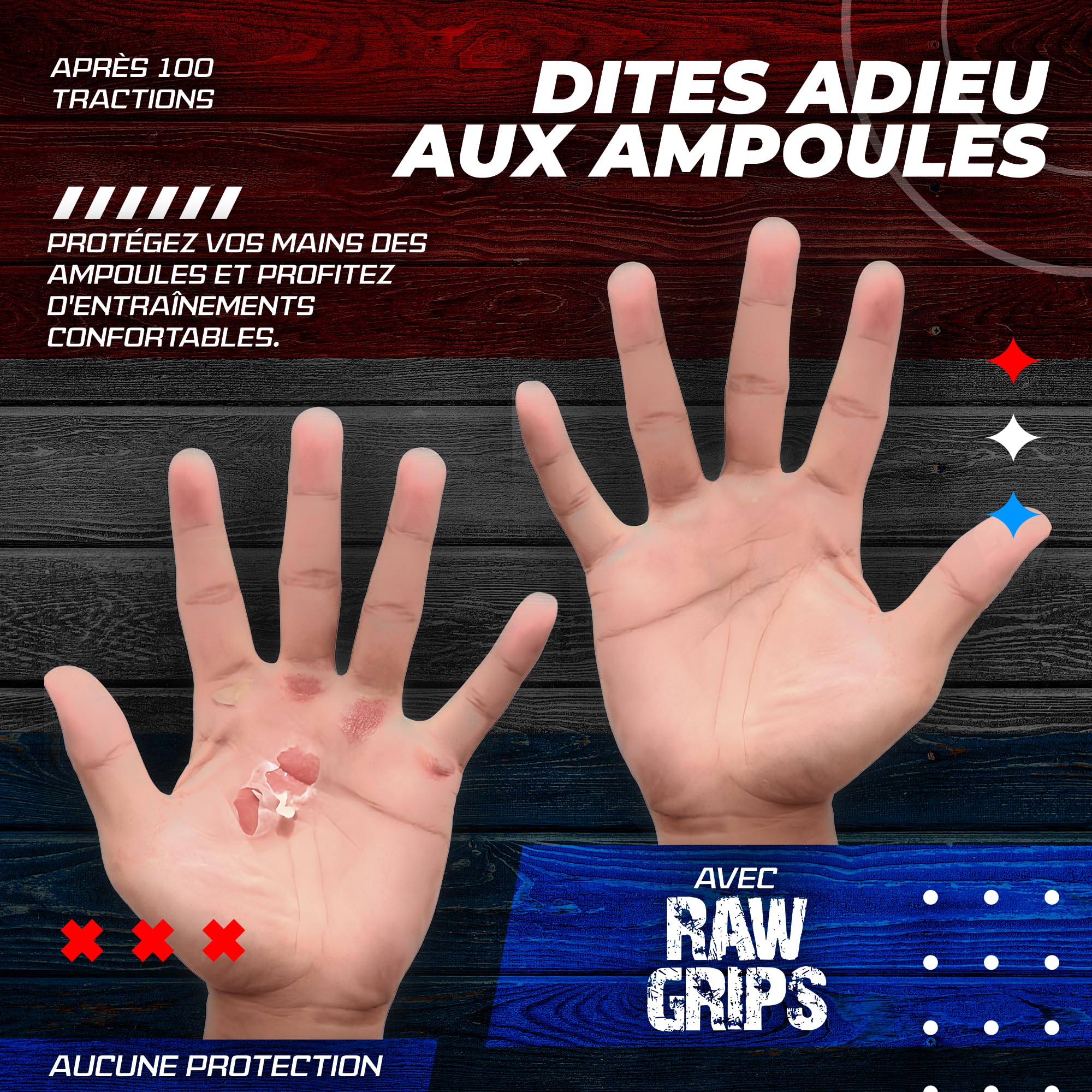 JerkFit RAW Grips – Poignées en Cuir 2 Doigts pour Gymnastique & Cross Training – Protection Complète des Paumes WOD, Musculation, Calisthénics & Tractions – Prévient Les Déchirures & Ampoules