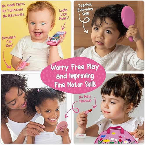 Miniatura 4 de Bolsa de juego para niños pequeños  Juguetes para niñas pequeñas de 2 a 3 años con accesorios, maquillaje de simulación, llaves, teléfono