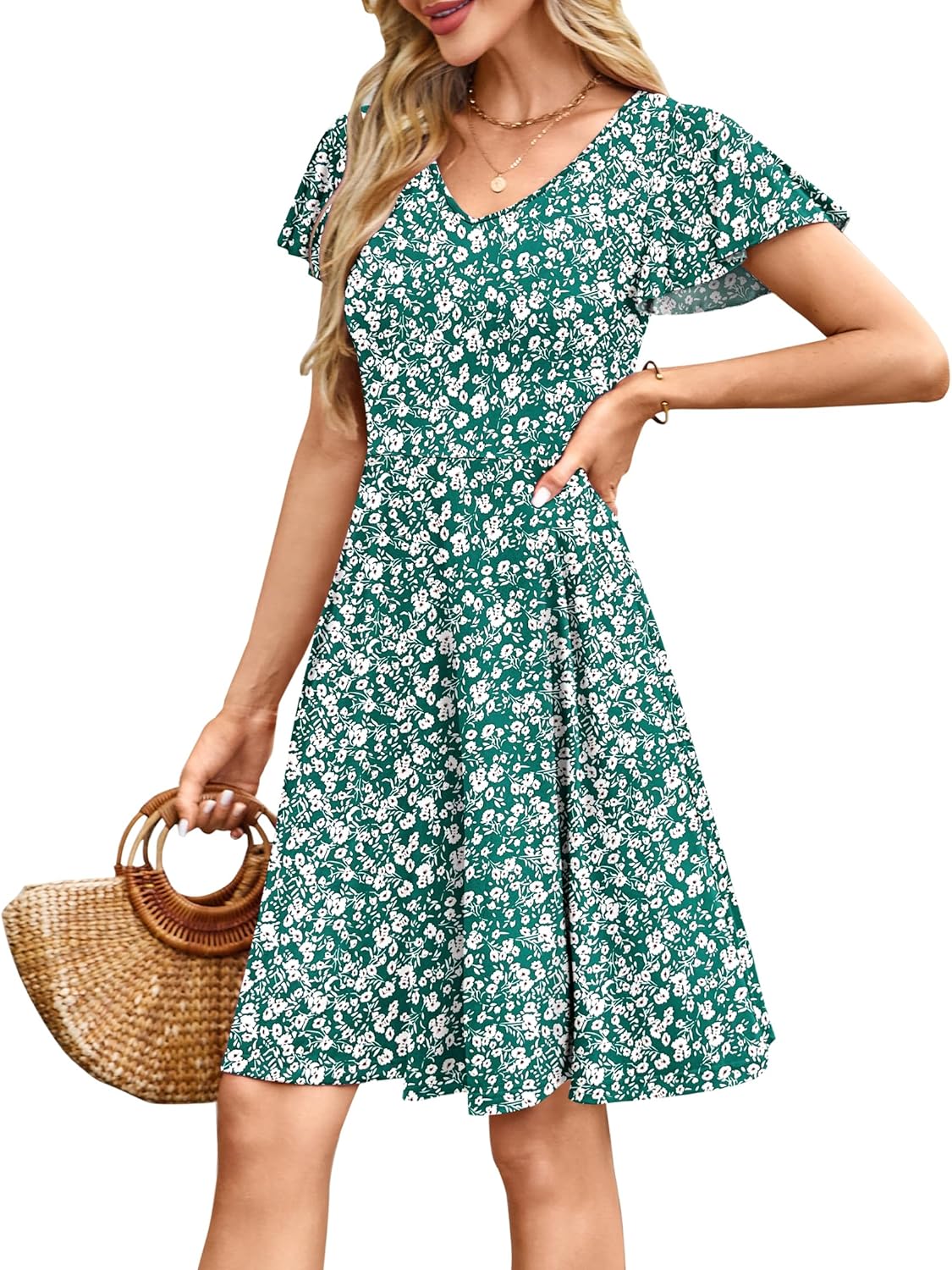 MOLERANI Womens Summer Dresses 2025 - Casual A-Line Sundress with Short Sleeves Floral Print for Beach Vacation S-3XL - Image 4