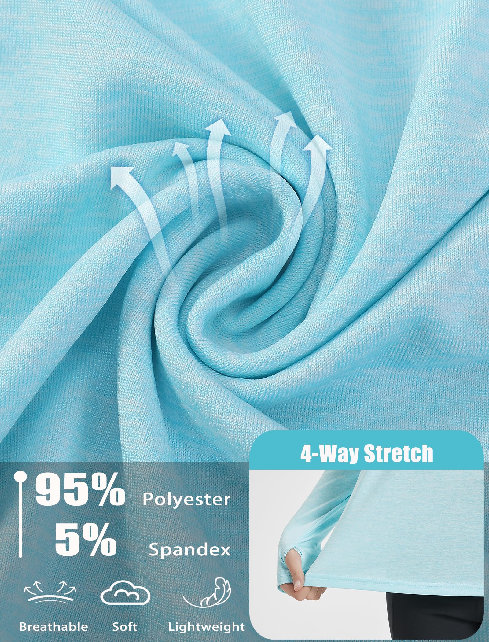 EXARUS Camicie a maniche lunghe per ragazze Athletic Quick Dry Top Performance Tees UPF 50+ con tasche fori per i pollici allenamento adolescenti