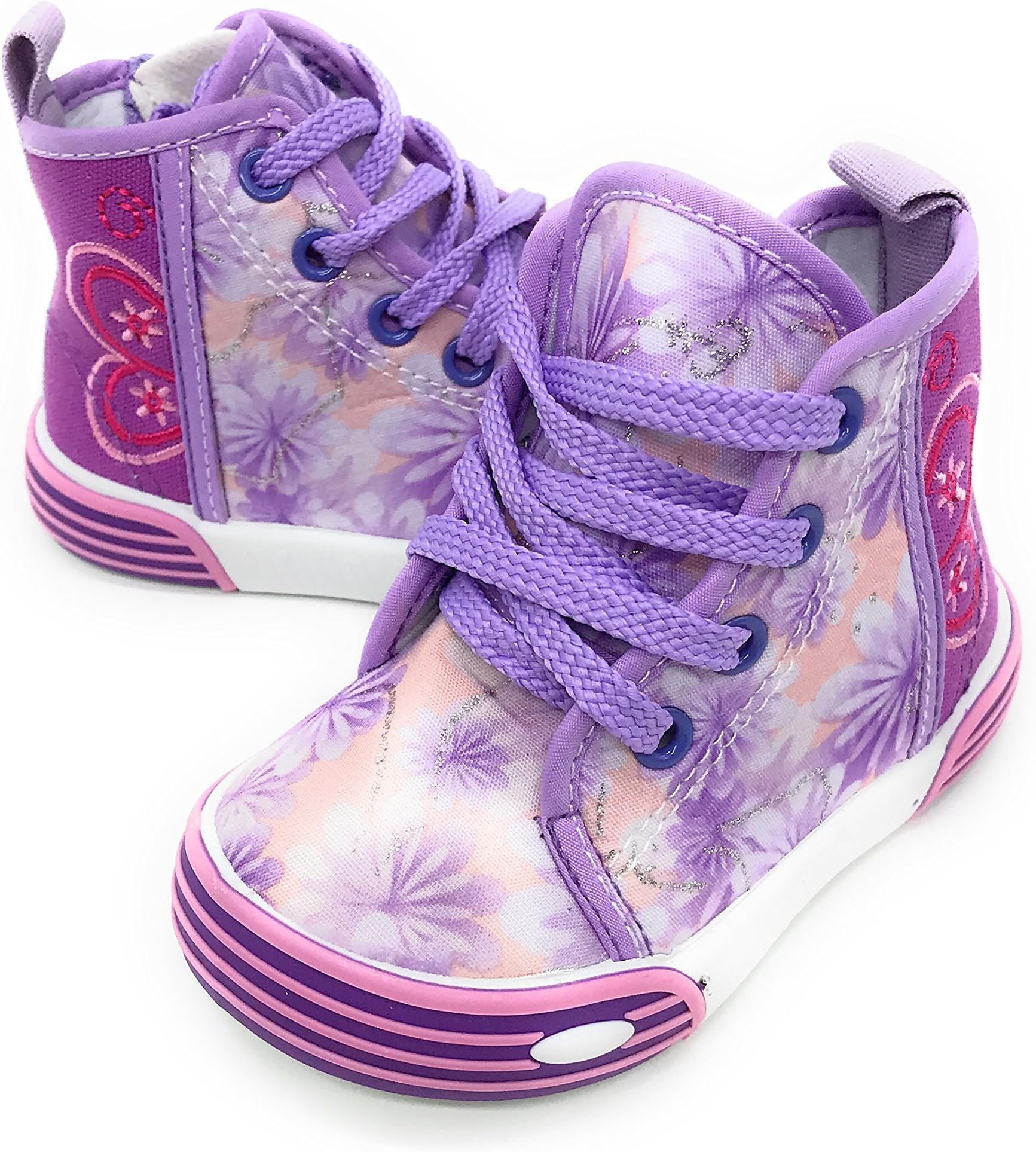 EASY21 Toddler high top Canvas Shoes Sneakers,Lavender71,Size 3