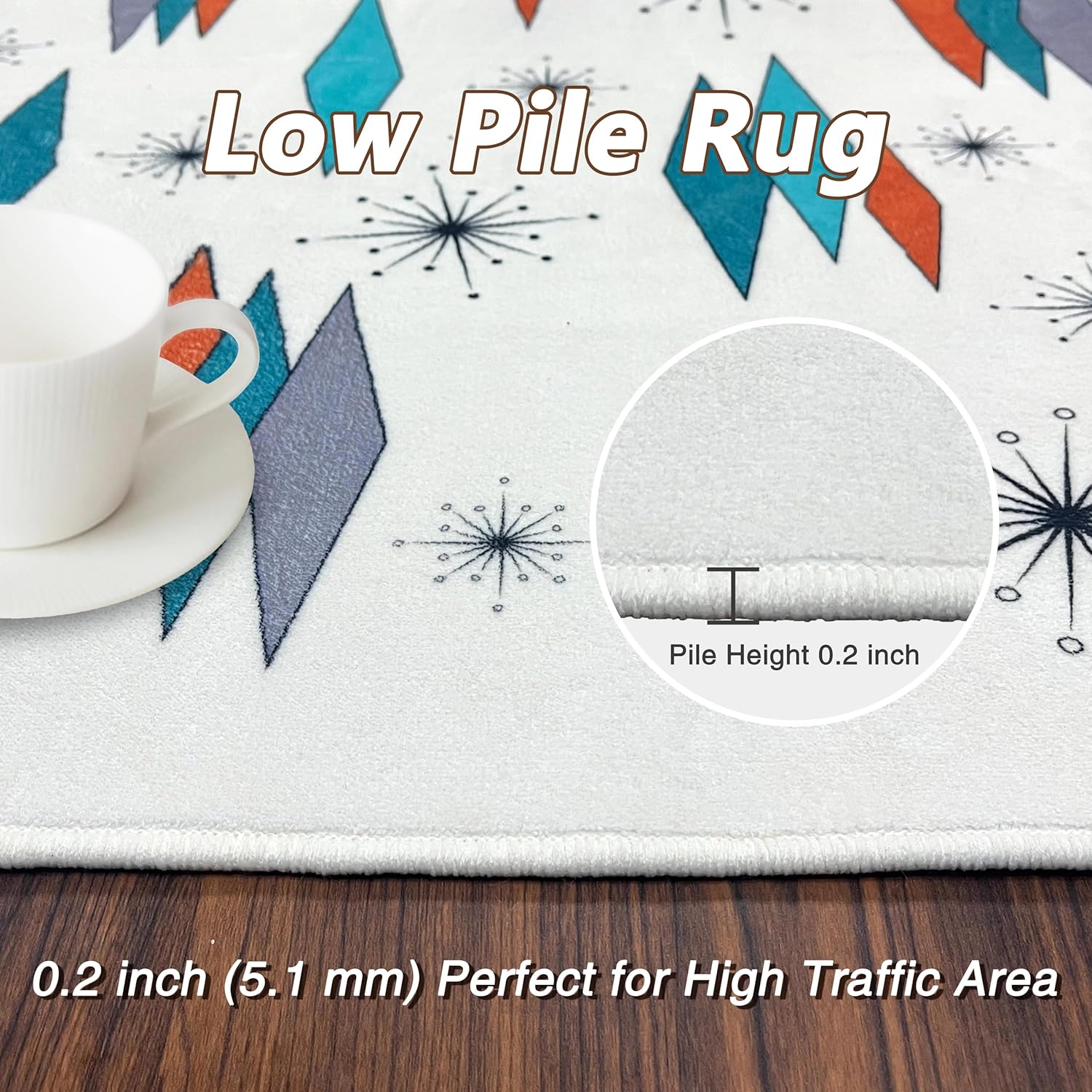 Mid Century Modern Rug Runner for Hallways Atomic Retro Kitchen Runner Rug 2x6 Non Slip Carpet Washable Runners for Hallways Entryway Kitchen Laundry Bedroom Bathroom - Image 7