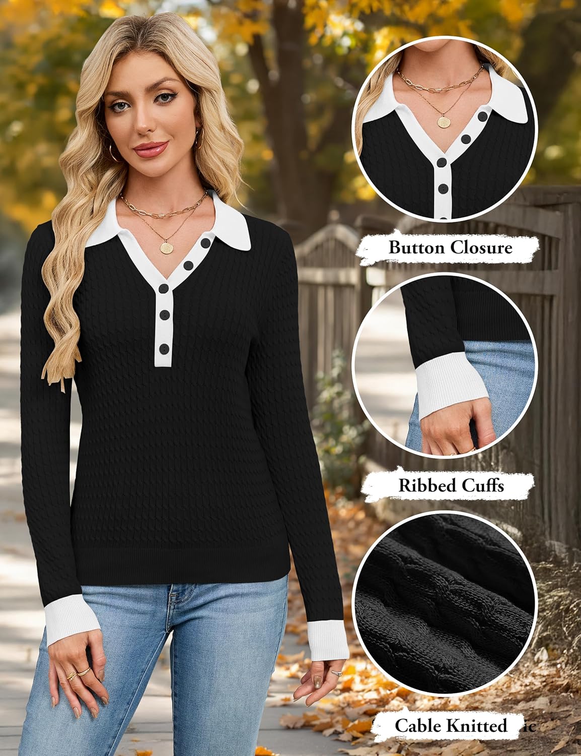 Blooming Jelly Women's Cable Knit Sweater Long Sleeve Pullover Tops 2025 Fall Fashion Trendy Old Money Clothes - Image 4