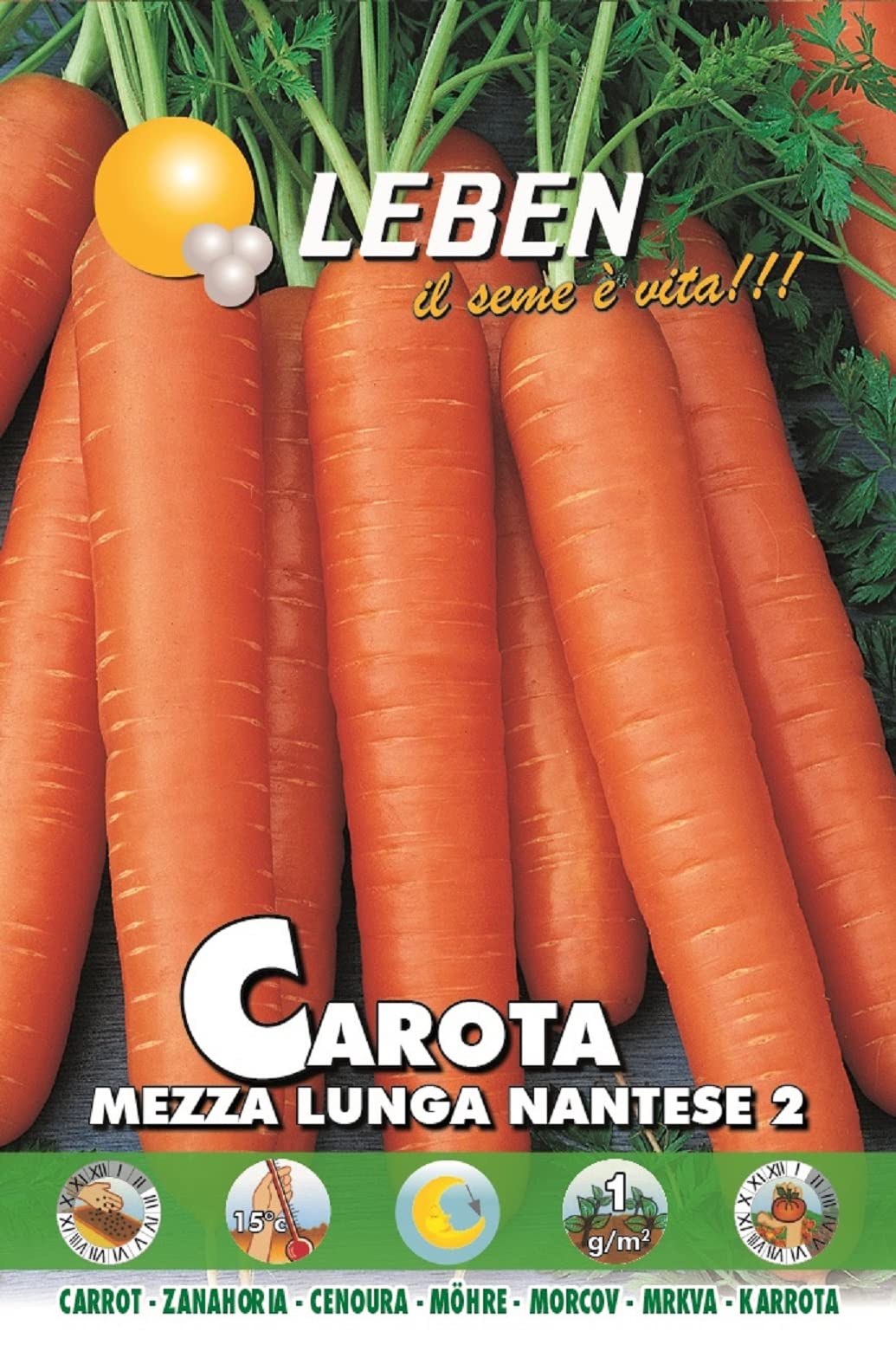 Leben Carrot (Carota Mezza Lunga Nantese 2) Premium Quality Seeds Made in Italy