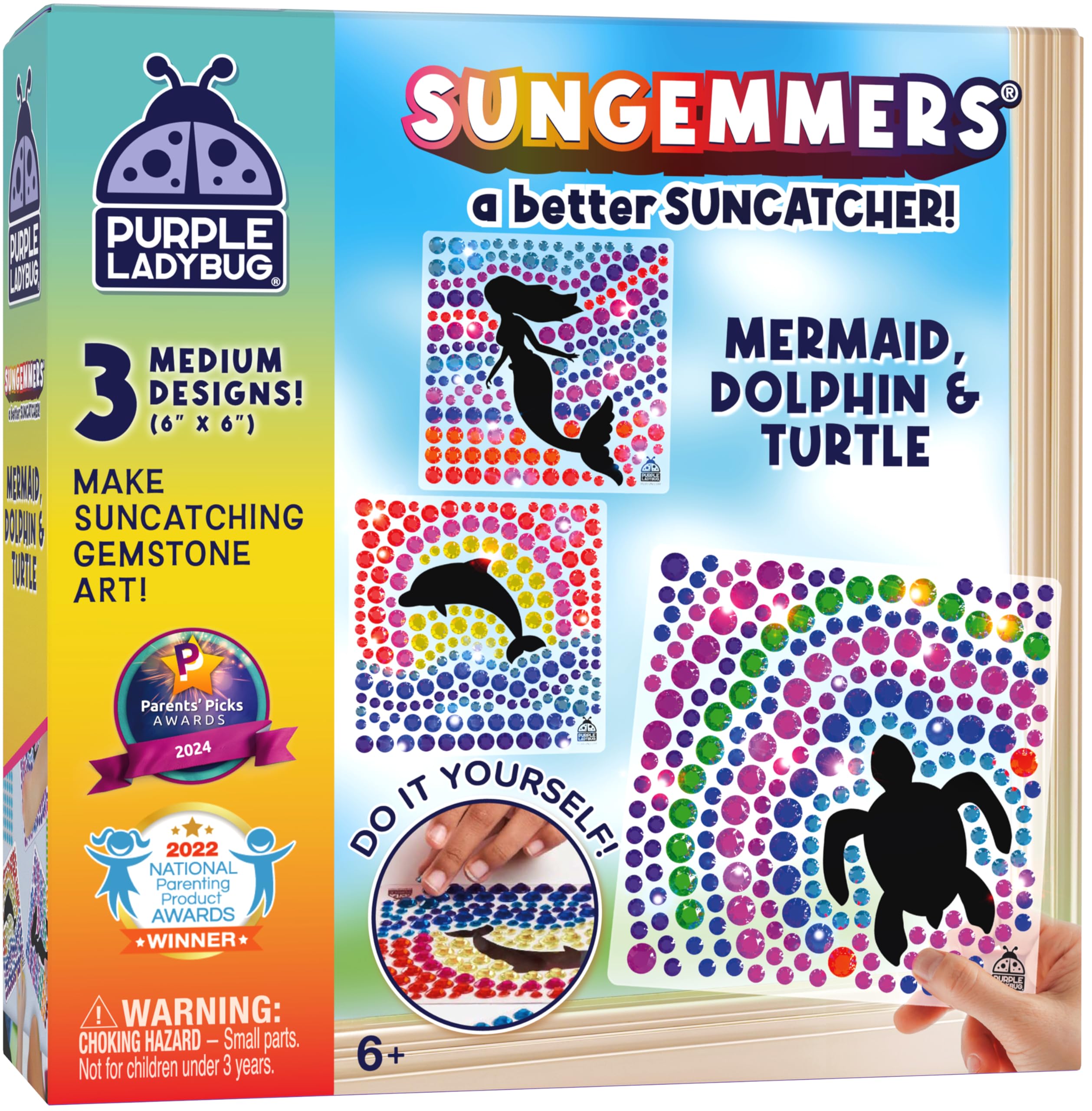 SUNGEMMERS Gem Window Art Suncatcher Kit for Kids 6-8 9 10 11 12 - Birthday Gifts for 7 Year Old Girl, Fun Diamond Art Mermaid Gifts for Girls - Arts