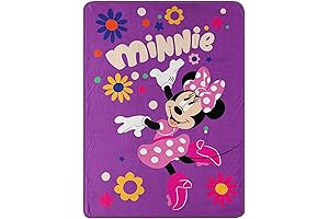 Minnie Mouse Micro Raschel Throw Blanket - Snuggle Up With Polka Dots and Falling Flowers