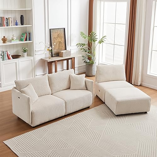 Miniatura 2 de 106" Luxurious Corduroy Sillones para Sala Sofa, para Sala Sofa with High-Density Foam, para Sala Sofas with Solid Wood Frame for Living Spaces,