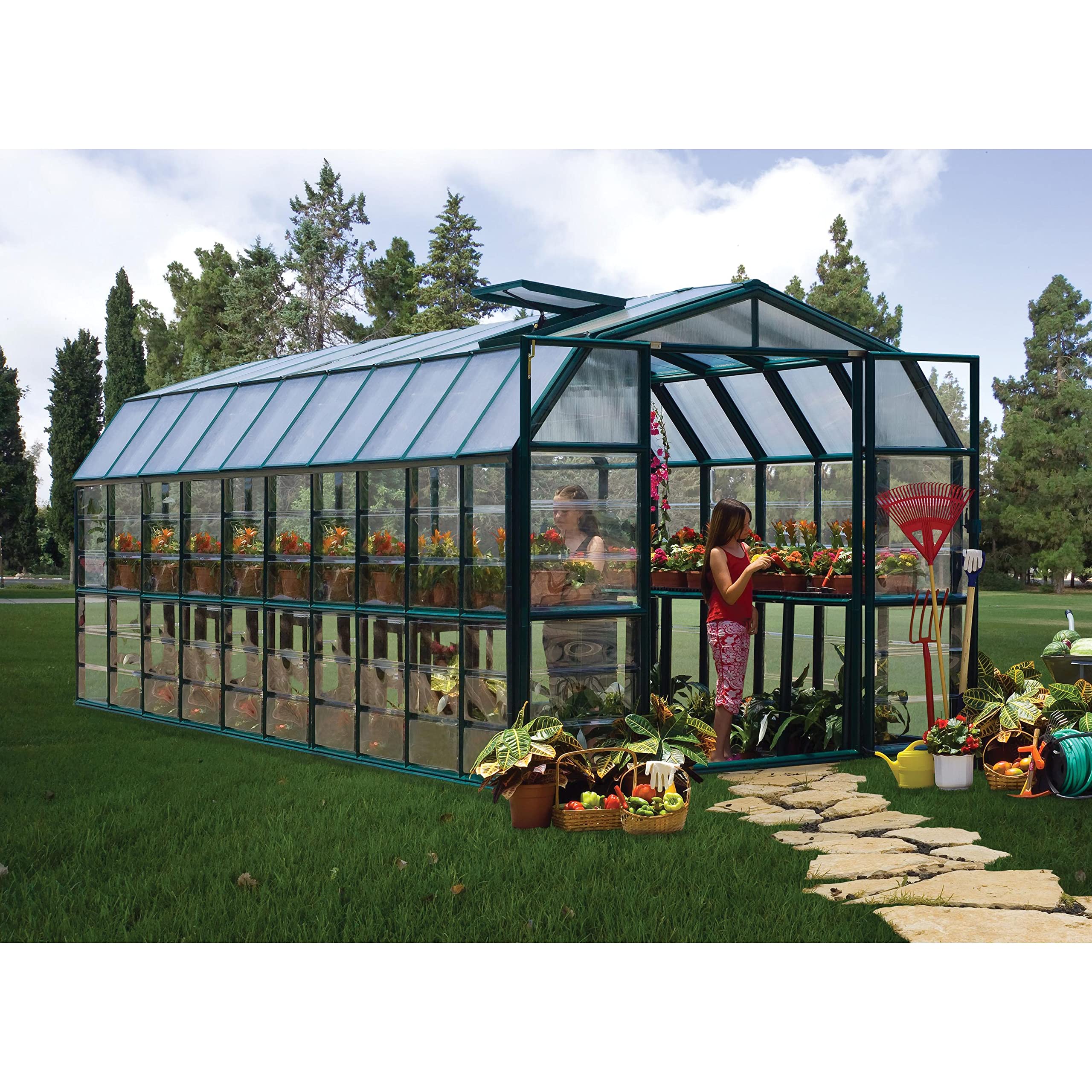Canopia by Palram Serra da giardino Grand Gardener 8 X 20 (verde) Struttura in alluminio, pannelli in policarbonato, resistente ai raggi UV