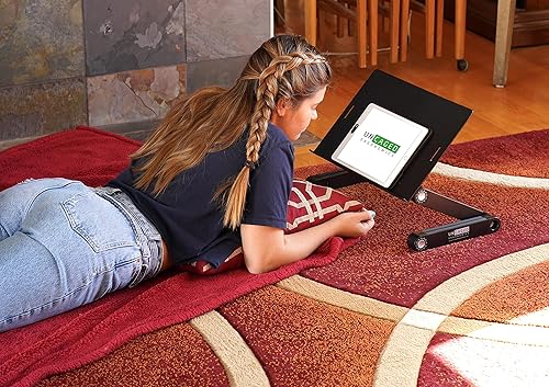 Miniatura 2 de WorkEZ BEST - Escritorio ajustable para laptop para cama sofá con mouse ergonómico de ángulo de altura inclinable de aluminio bandeja elevadora de
