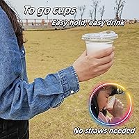 Vista 8 de Paquete de 100 vasos de plástico desechables ultra transparentes de 20 onzas con tapas sin pajilla, vasos desechables para café helado, batidos