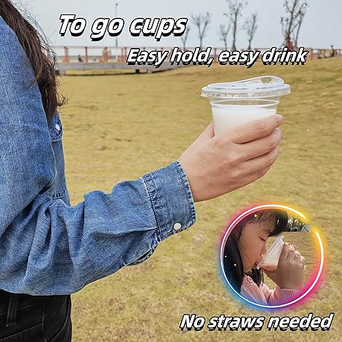 Miniatura 8 de Paquete de 100 vasos de plástico desechables ultra transparentes de 20 onzas con tapas sin pajilla, vasos desechables para café helado, batidos