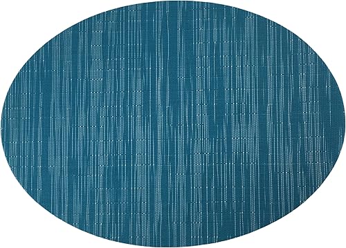 Miniatura 6 de Juego de 6 manteles individuales de vinilo tejido ovalado de bambú de imitación rojo A, resistentes al calor, lavables para mesa de cocina, color