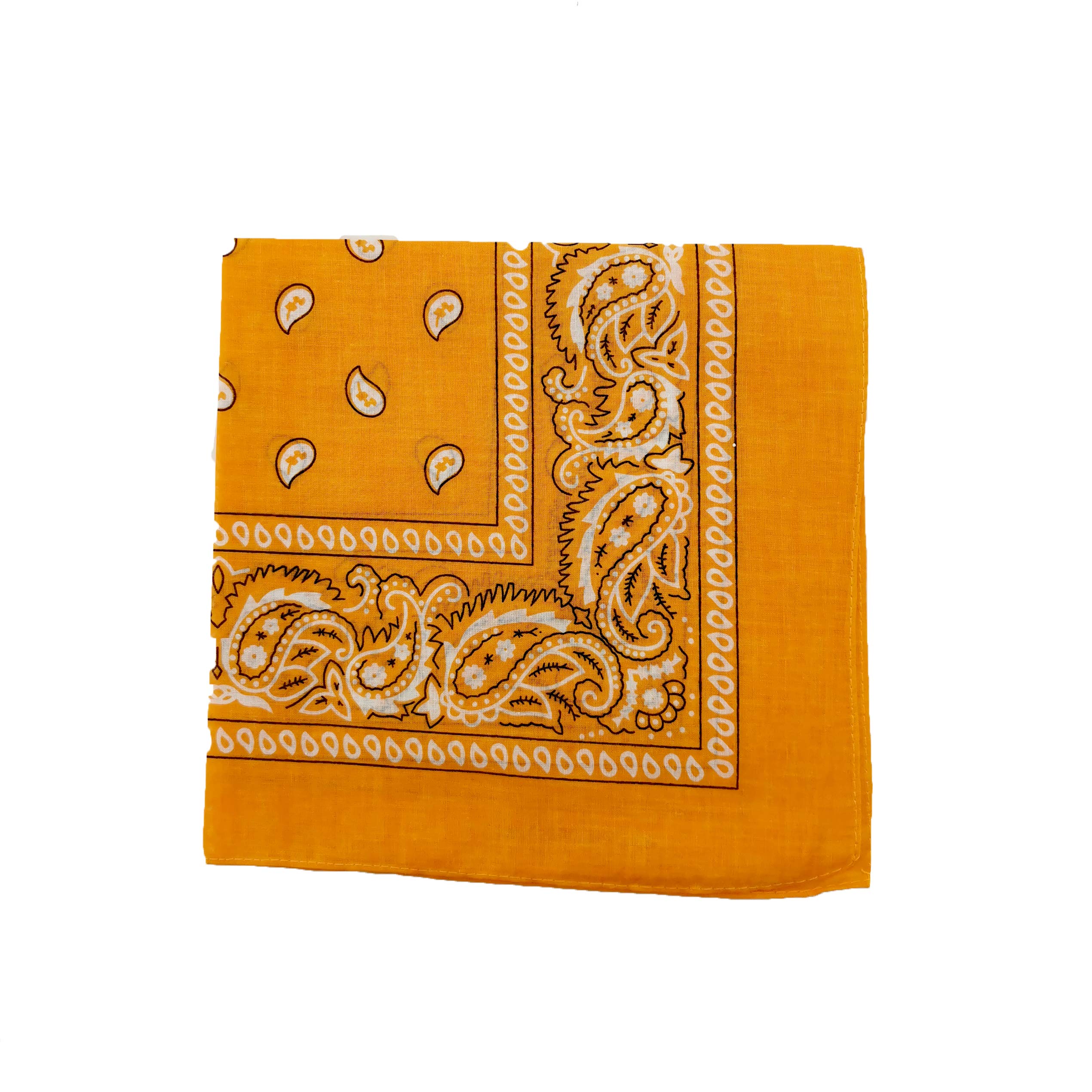 M Macahel Men's Dark Yellow Cotton Paisley Design Bandana (Dark Yellow)
