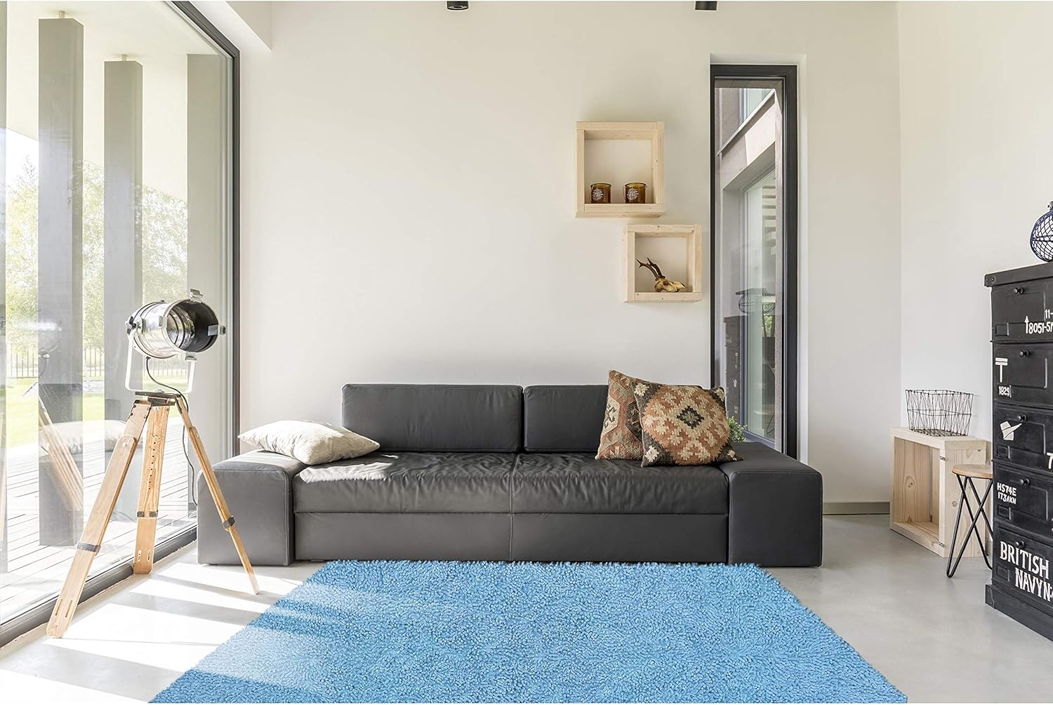 Blue 21x34" Shagadelic Chenille Twist Rug- Shag