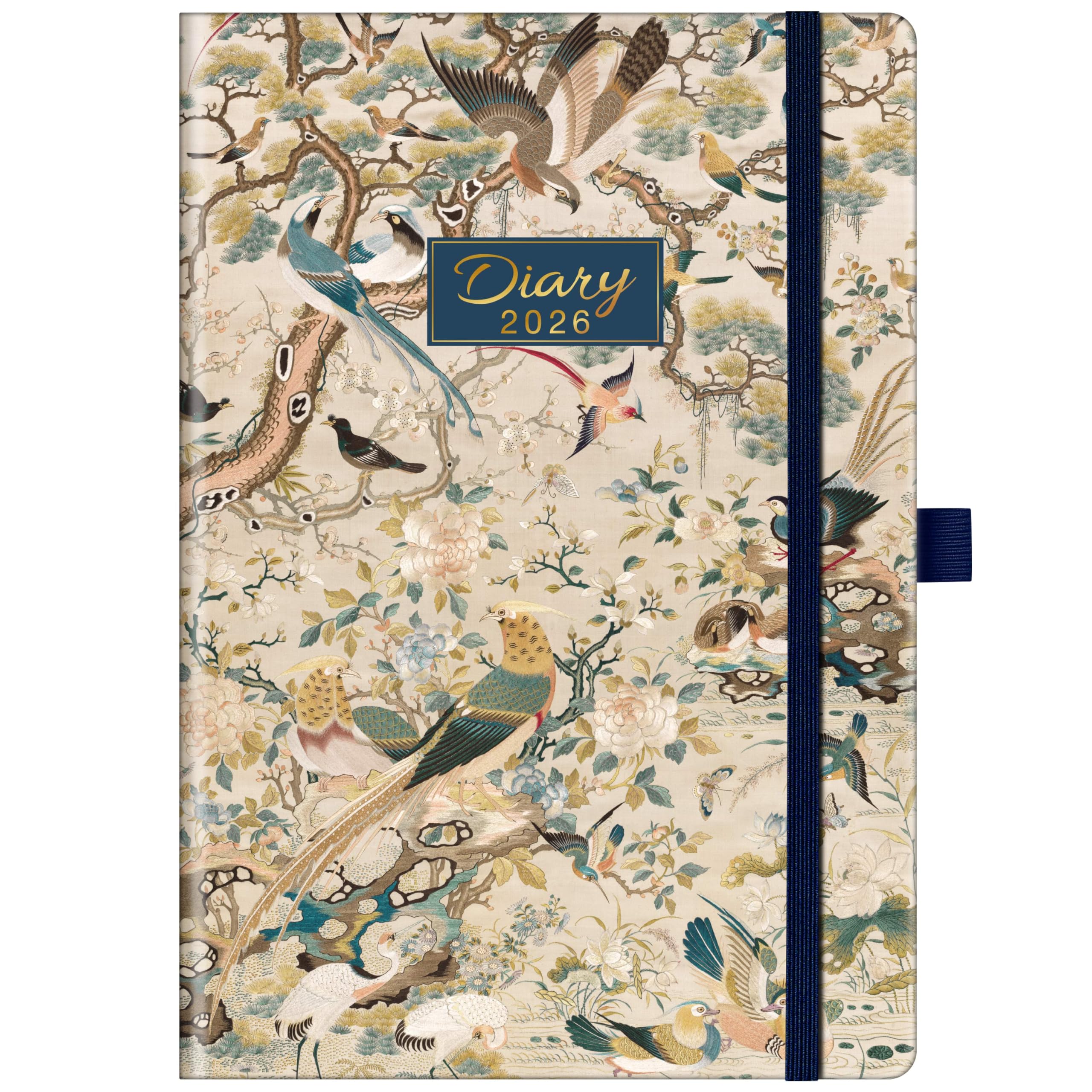 2026 Diary - A5 Diary 2026 Week to View, January 2026 - December 2026, 2026 Planner with Monthly, Weekly View, Notes & Mission Board for Work, Study, Elegant Hardcover, Elastic Closure, Back Pocket