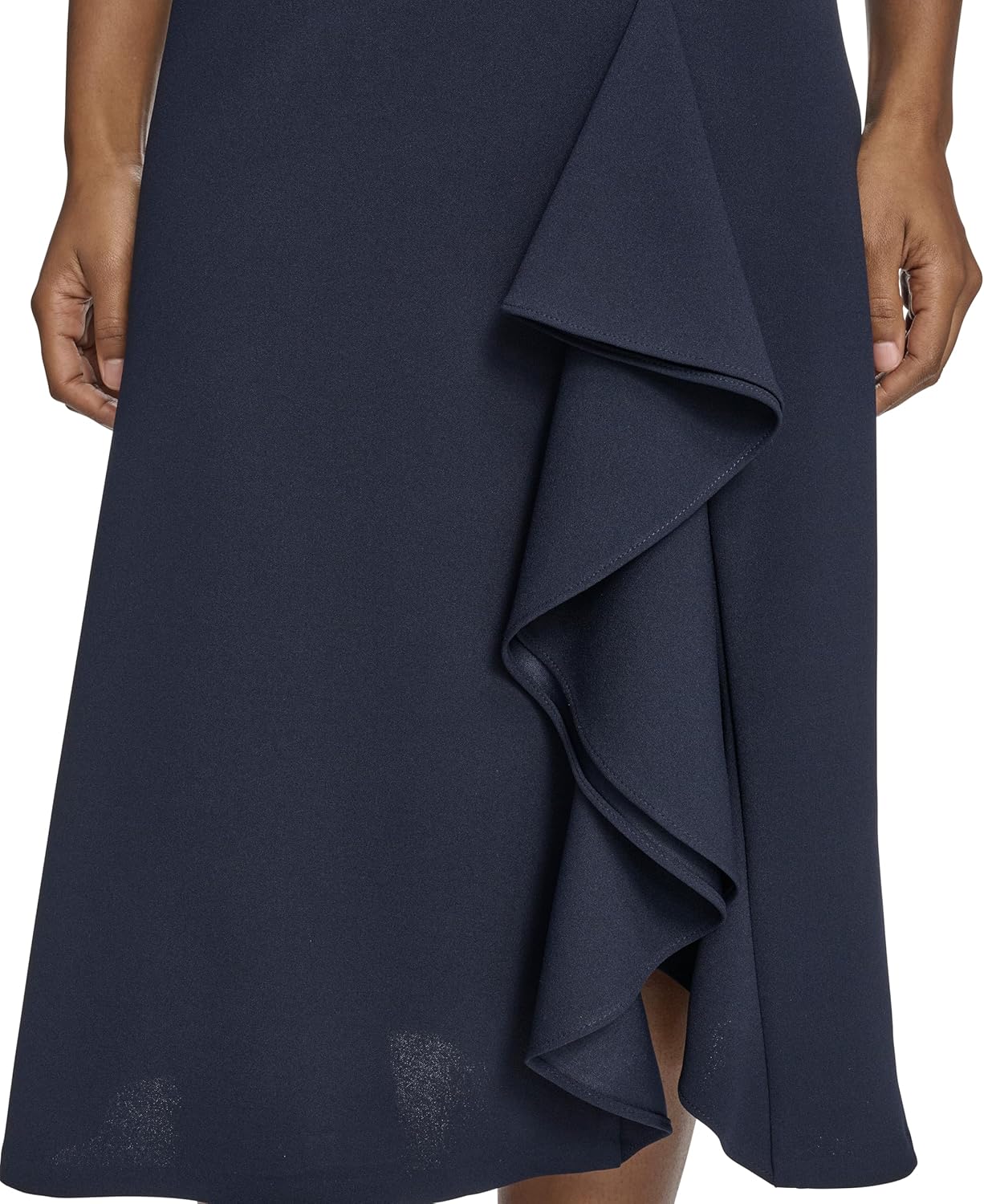 Calvin Klein Womens Shirt Flutter Sleeve Crepe A-line Ruffle Hem Dress - Image 5