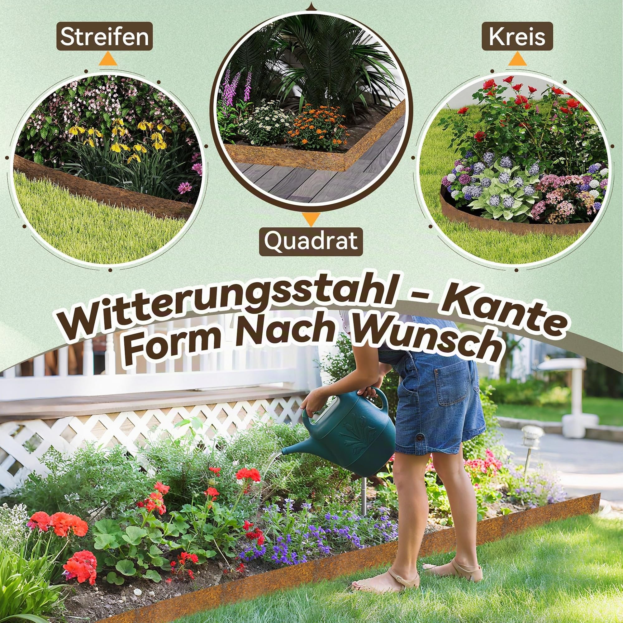 Aufun Rasenkante aus Legierter Metall Beeteinfassung 20 m Flach