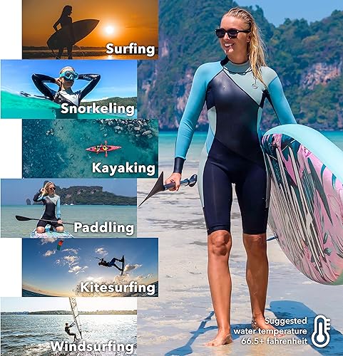 Miniatura 5 de Traje de neopreno de piedra caliza para mujer, trajes cortos húmedos para mujer en agua fría, trajes de agua de media pierna, traje de primavera