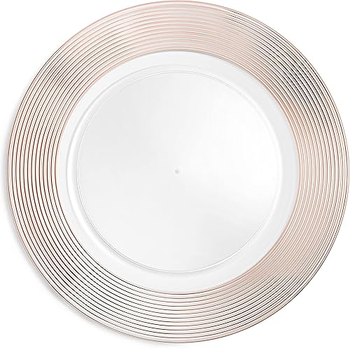 Platos de carga de oro rosa de 13 pulgadas (juego de 6) platos de servicio de cena para fiestas, bodas, Acción de Gracias, celebraciones de