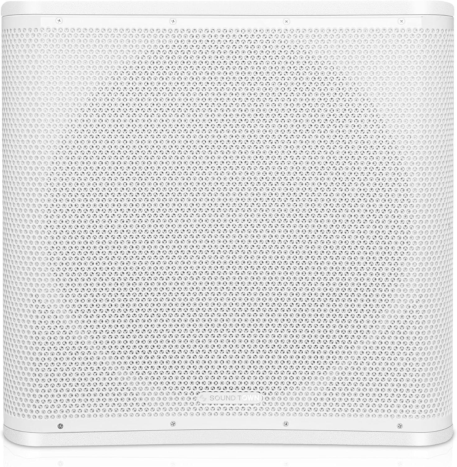 Sound Town CARME Series 1600W 18” Powered Subwoofer with DSP, LPF, Birch Plywood, White (CARME-18SWPW)