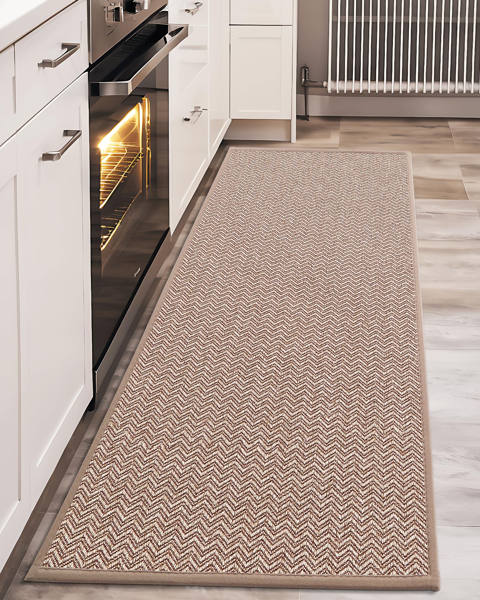 Color&Geometry Alfombra Cocina Lavable Antideslizante, 43.5 x 200 cm Alfombra Larga Resistente a Las Manchas para Cocina, Comedor, Lavadero y Pasillo, Beige