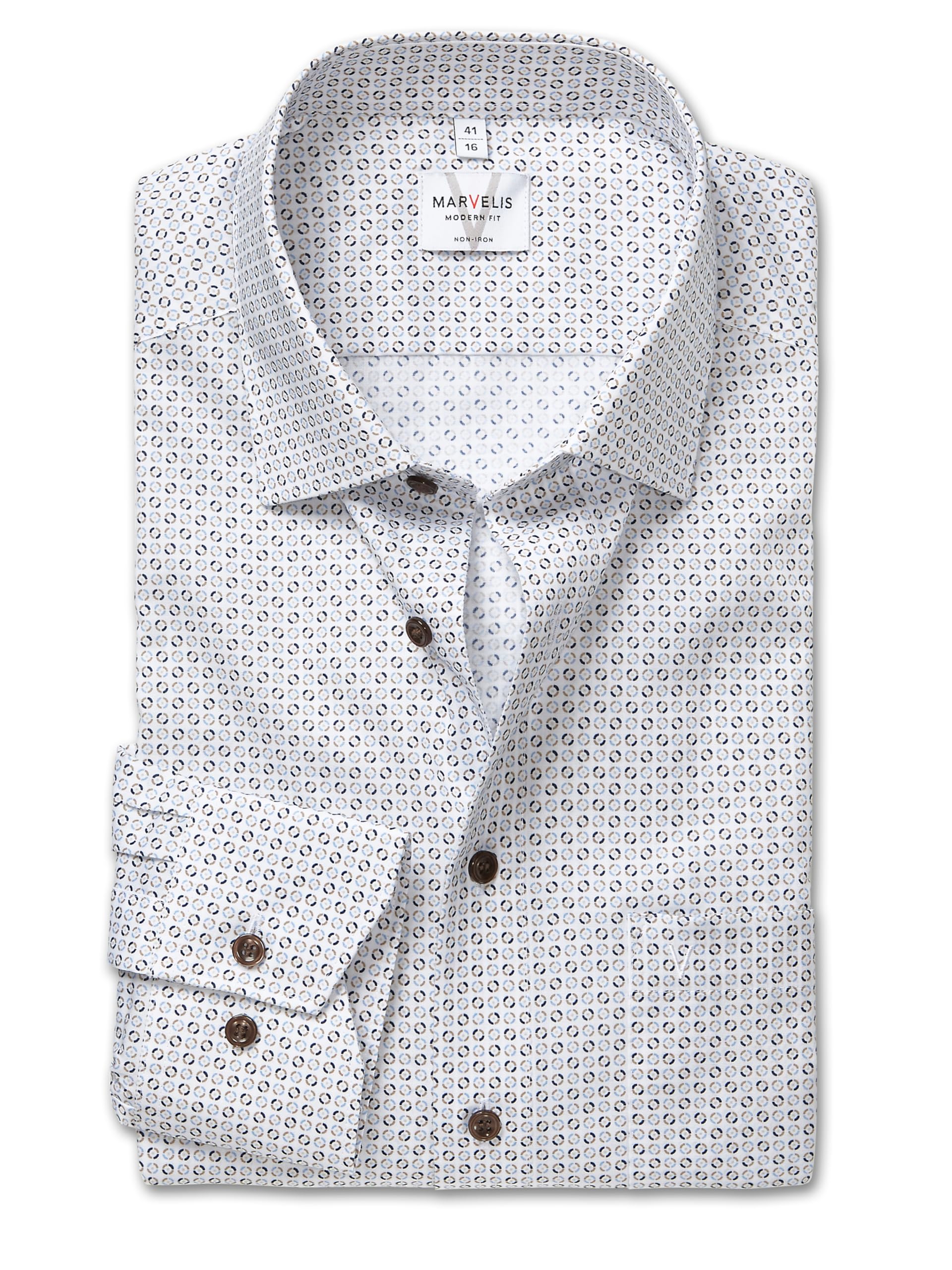 Marvelis Herren Businesshemd Langarm 722584,Rotationsdruck,Modern Fit,New Kent