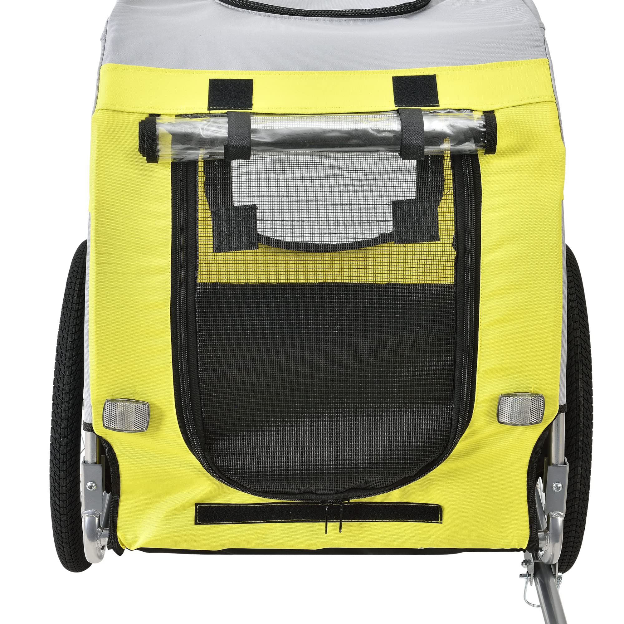 pro.tec Rimorchio per Bicicletta per Trasporto Cani 138 x 71 x 90 cm Carrello per Trasporto Animali Domestici Carico Max.26 kg - Giallo-Griggio-Nero