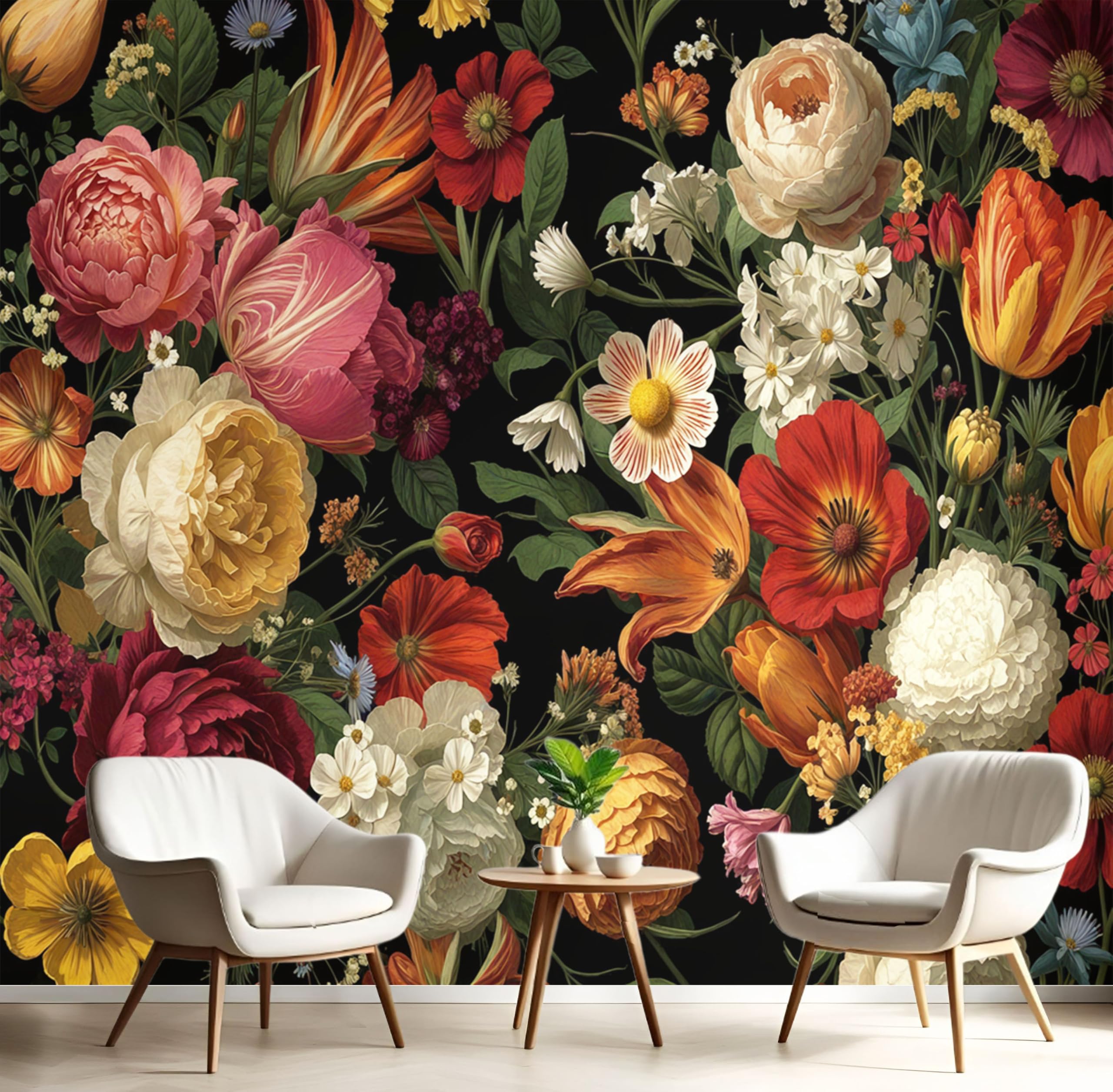 Papel pintado jardín de ensueño fotomurales flores barrocas 200x140cm salón