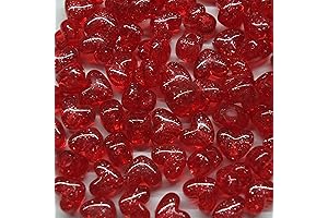 Red Heart-Shaped Pony Beads with Enchanting Sparkle