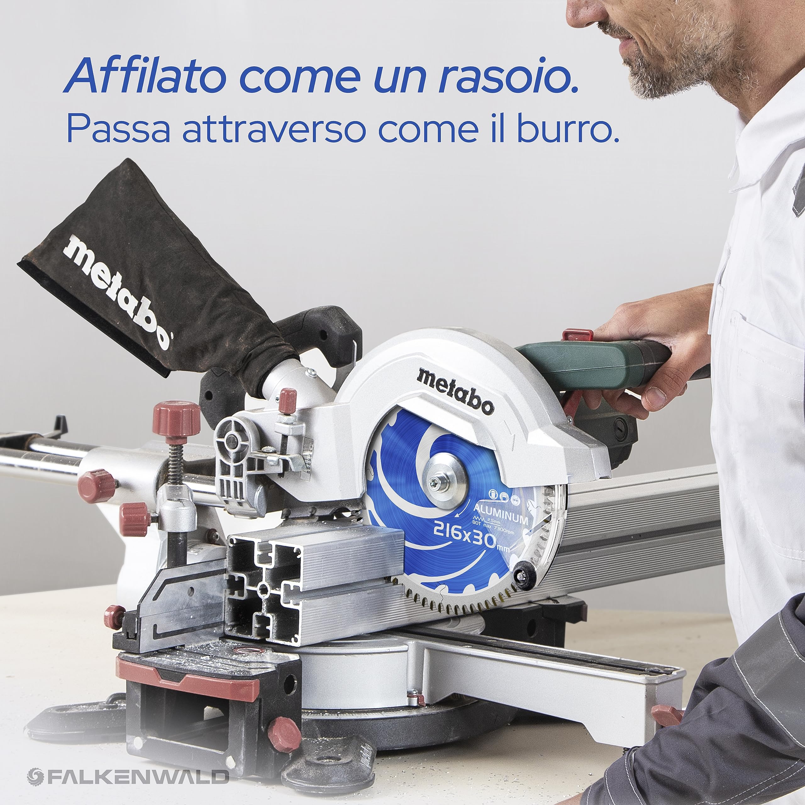FALKENWALD® - Lama per sega 216 x 30 mm ideale per alluminio, compatibile con Bosch PCM 8s, GCM 8 SDE, lama per sega circolare, per sega troncatrice, in metallo