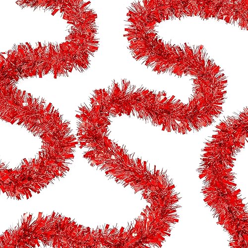 Guirnalda de oropel de Navidad de 50 pies en 1 unidad, guirnalda metálica de oropel torcido, decoración de árbol de Navidad, cumpleaños, boda, Año