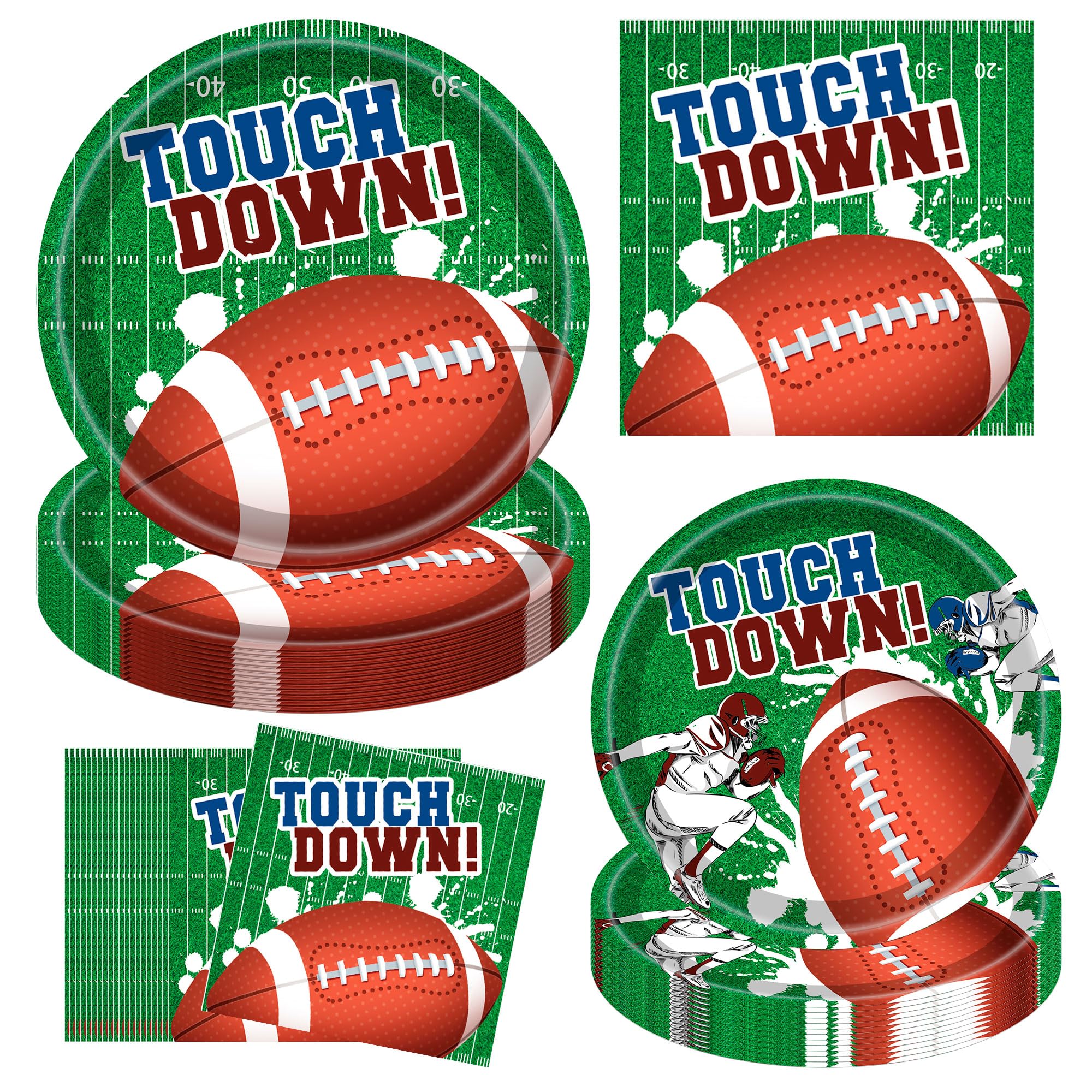 JESTAR Football Party Decorations, 48PCS Football Party Supplies Football Theme Party Plates and Napkins Set Football Birthday Party Decorations Football Gameday Tailgate Party Decorations Serve 16