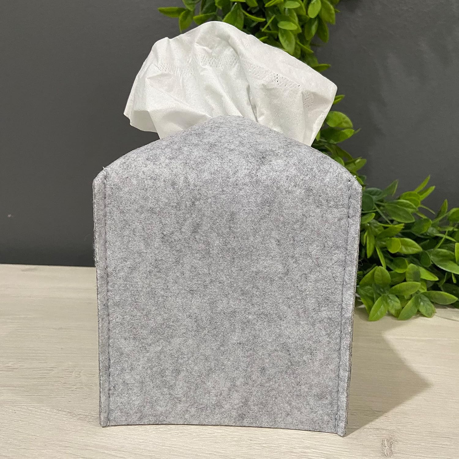 Felt Tissue Box Cover, Minimalist, Modern, Eco-Friendly & Stylish. (Light Grey), 5 1/4 inches W x 5 3/8 inches H image 4
