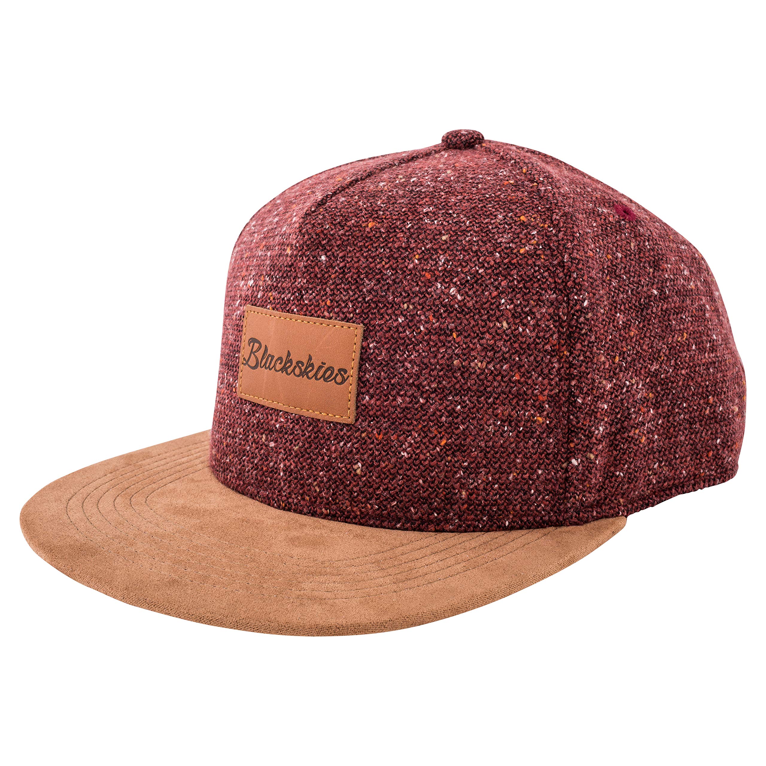 Obsidian Snapback Cap Black Wine Red Brown Grey Suede Unisex Baseball Hat Wool
