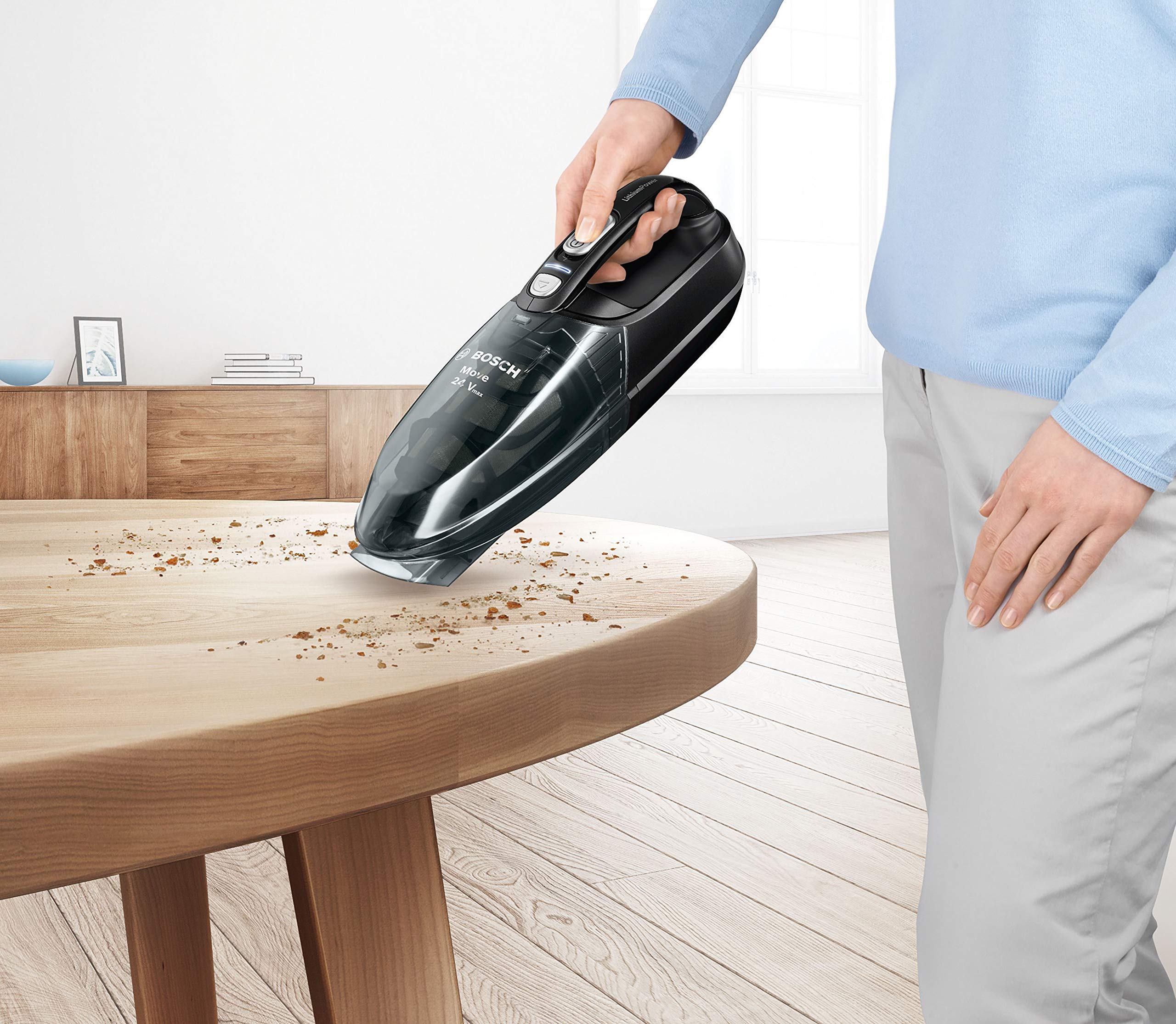 Bosch - Aspiradora de mano sin cable Move Lithium, batería de 24Vmax., color negro, BHN24L