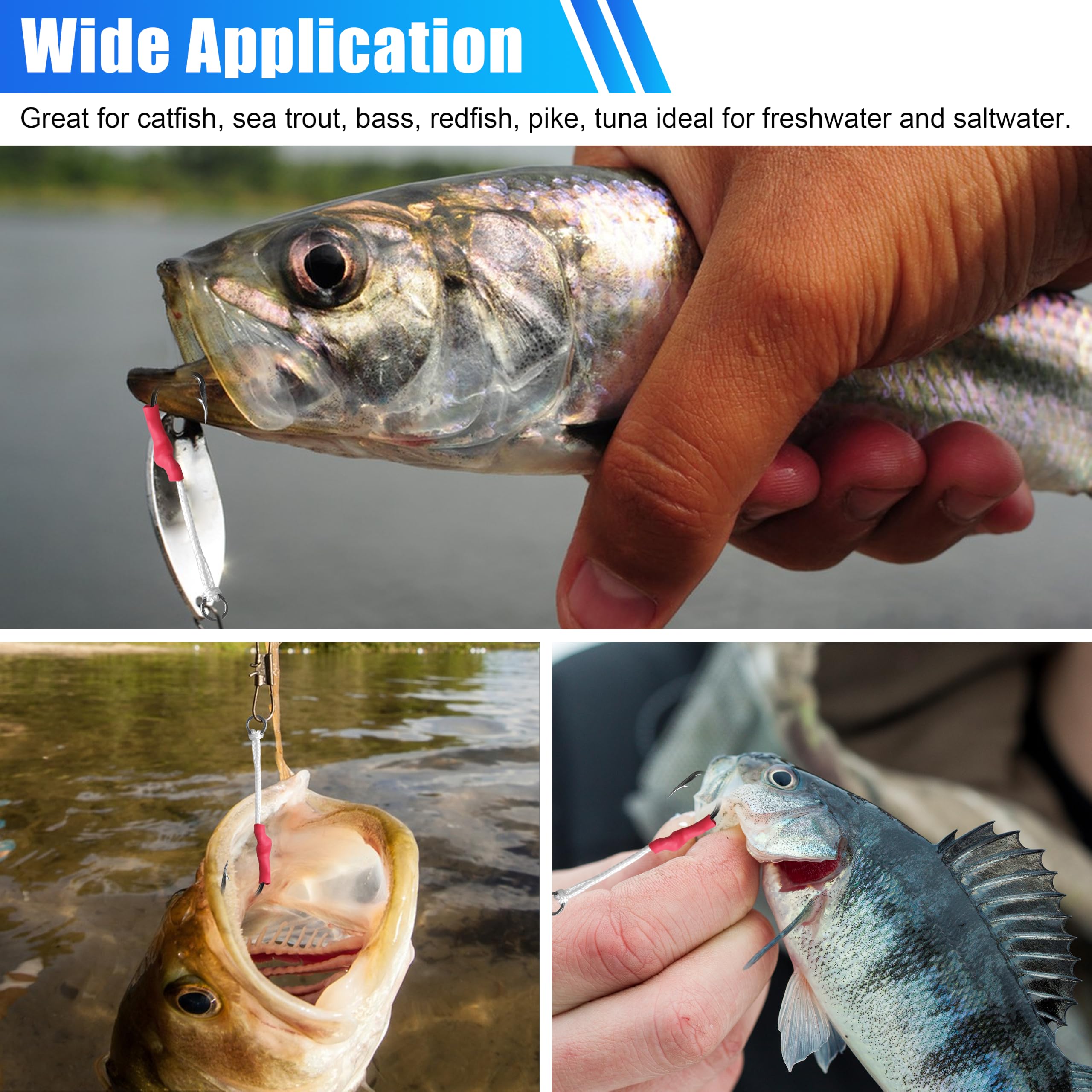Ami da pesca con lenza in polietilene, 53 pezzi/106 pezzi, ami da pesca per acqua salata, ami da pesca a farfalla, con anello diviso, ganci a passo lento, in acciaio inox, per pesca a traina