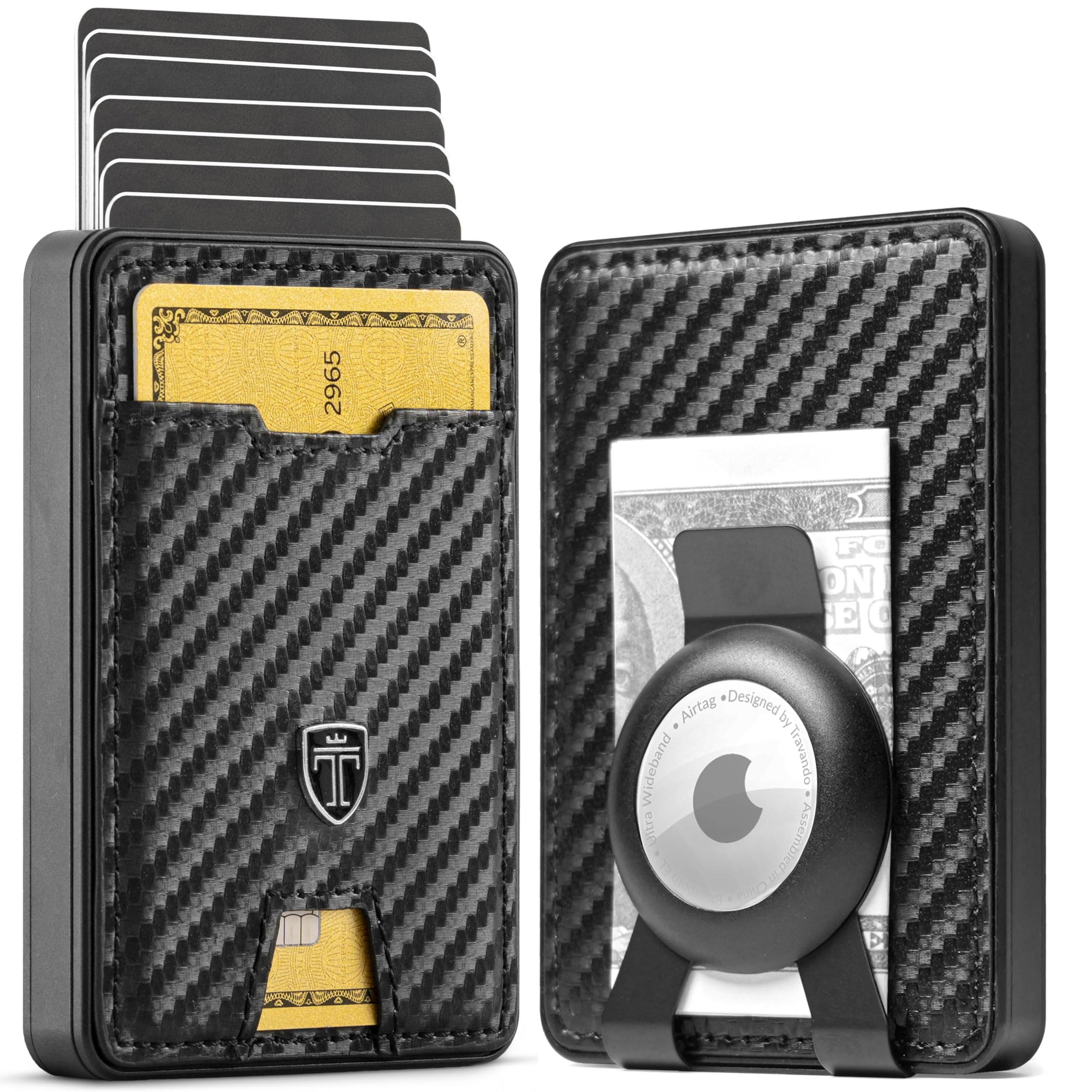 Swype Slim Wallet for Men Metal RFID Blocking Mens Wallet Card Case, Carbon Money Clip, Swype Slim, Airtag Money Clip