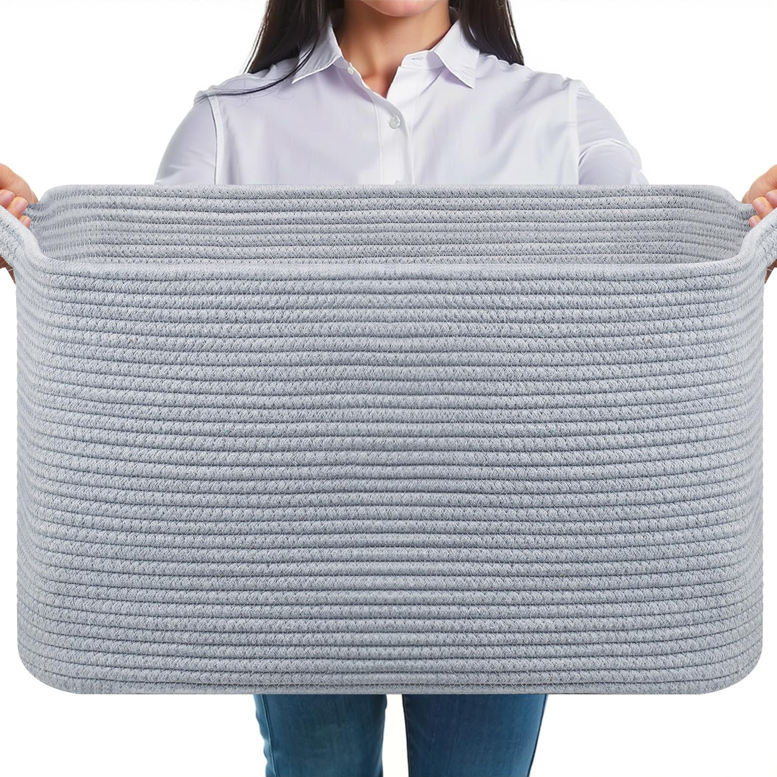 JOJOSEE Large Storage Basket, Blanket Basket for Clothes Bedding Woven Storage Baskets