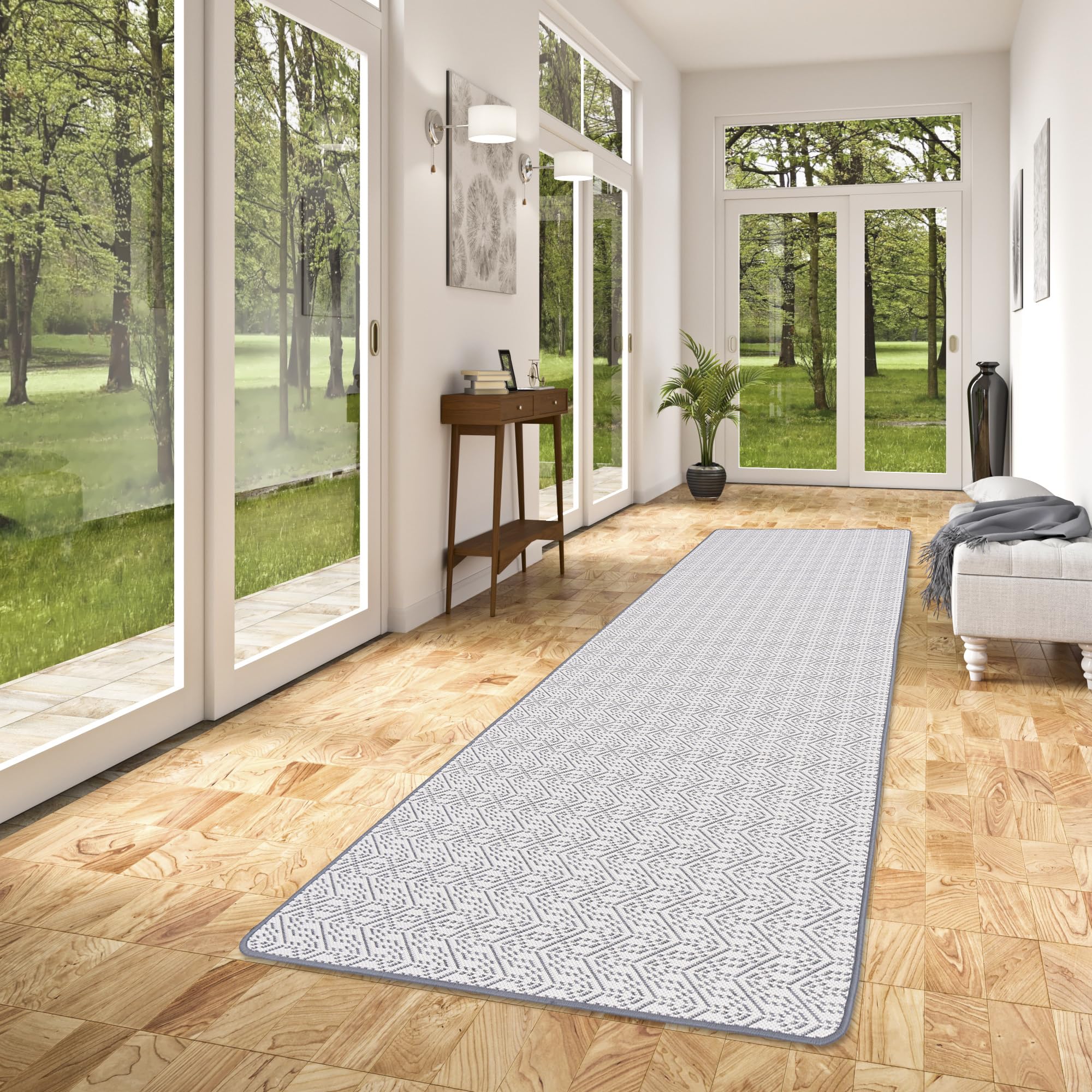 Snapstyle Tapis de Couloir intérieur-extérieur réversible Cape Cod Gris Trend, Résistant aux UV, Imperméable, Facile à Entretenir, Résistant, Idéal pour terrasse, Balcon, Couloir