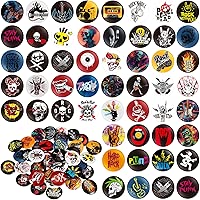 Kigeli 50 Pcs Punk Buttons Pins 1 Inches/ 25 mm Emo Band Button Badge for Backpacks Bags Hats Jeans