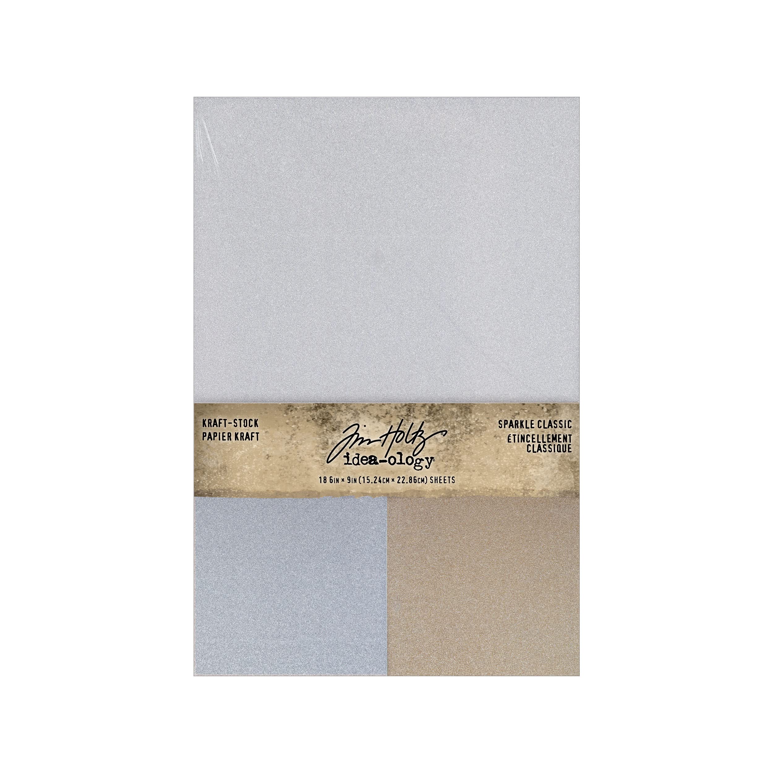Tim Holtz Kraft Stock Sparkle Classic Craft Supply, Golden,Silver 36 Pack