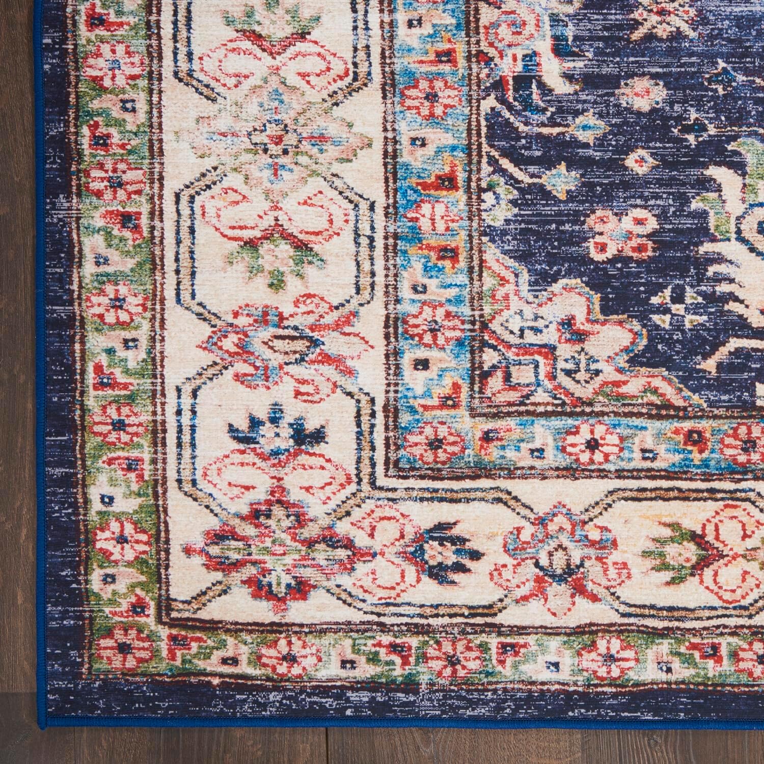Nourison Home Fulton Navy 1'10" x 5' Area Rug - Easy Clean, Non Shedding, Bed Room, Living Room, Dining Room, Kitchen (5' Runner)
