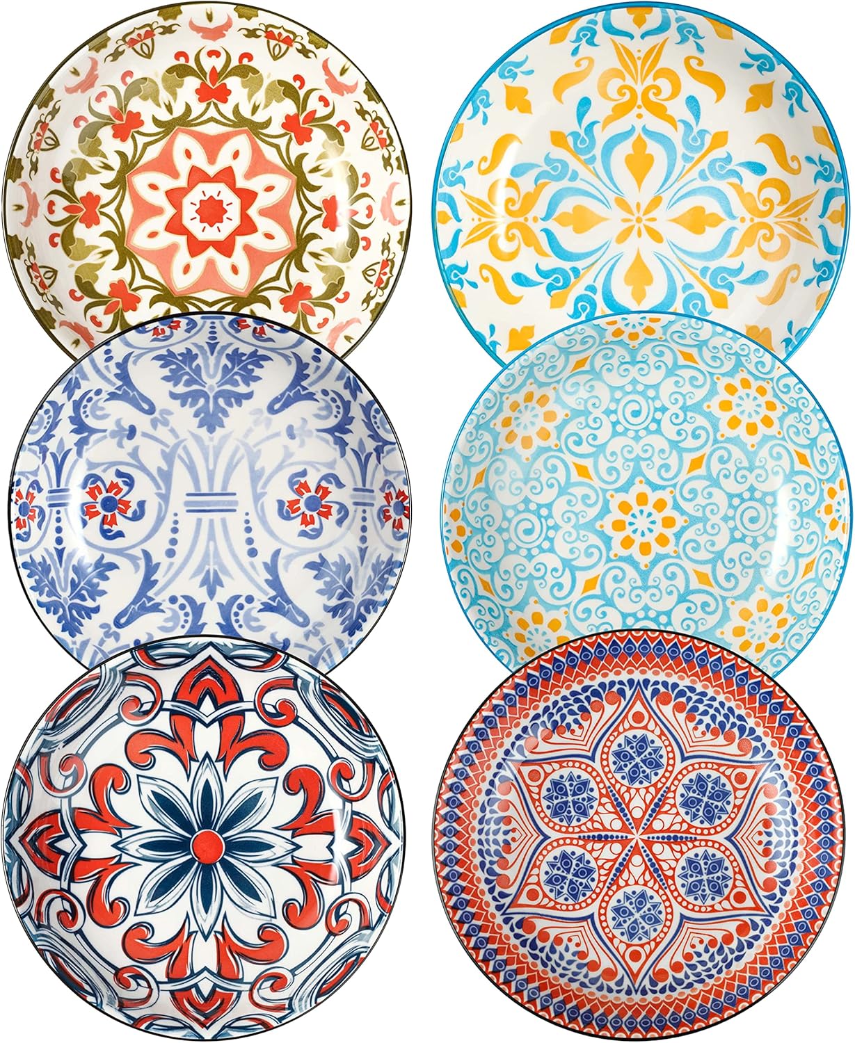 HAPPY KIT 10 inch Large Pasta Bowls Set of 6,Dinner Plates