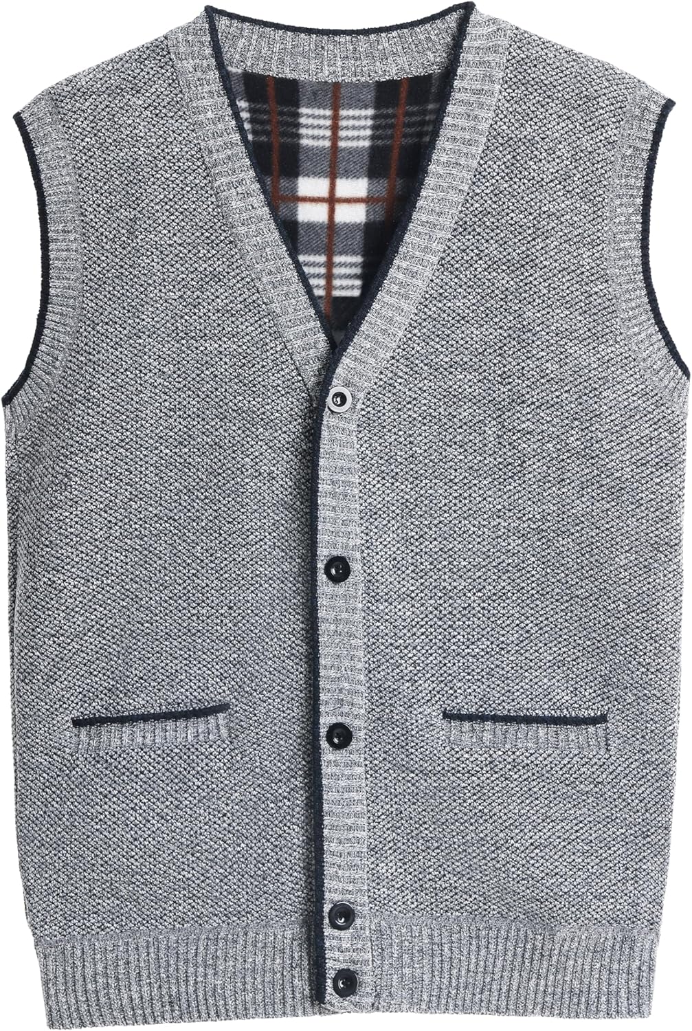 LemonGirl Men's Sleeveless Vests Cardigan Sweater V-Neck Vest Button Fit for Casual Wear - Image 2